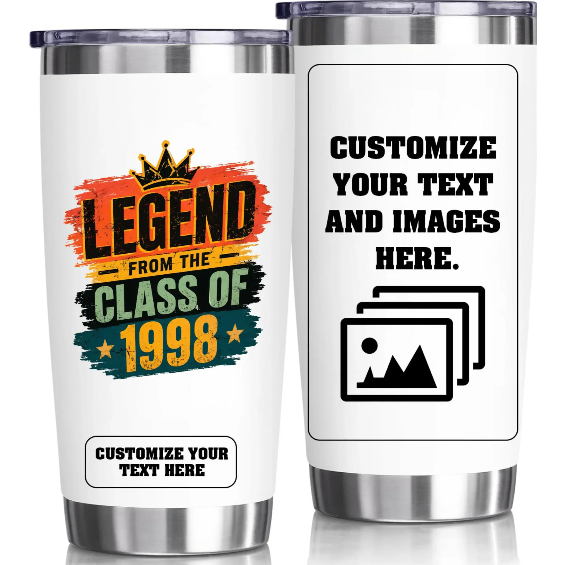 Stainless Steel Tumbler 20oz Legend from the Class of 1998 Retro Style Insulated Travel Cup for Hot or Cold Drinks