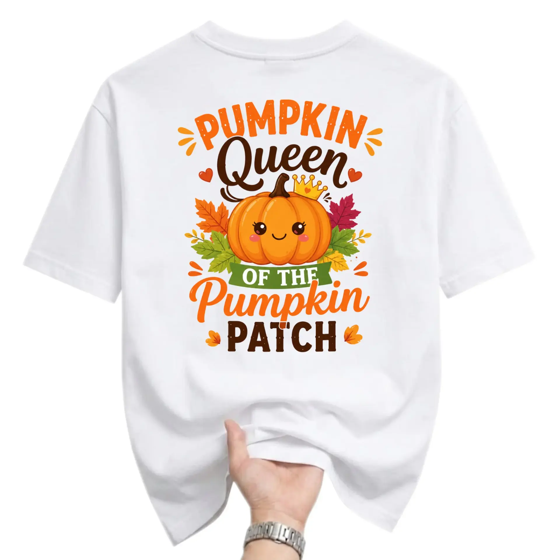 Graphic Tee Pumpkin Queen of the Pumpkin Patch Shirt Autumn Seasonal Fall Theme Unisex Casual Cotton Crew Neck Top