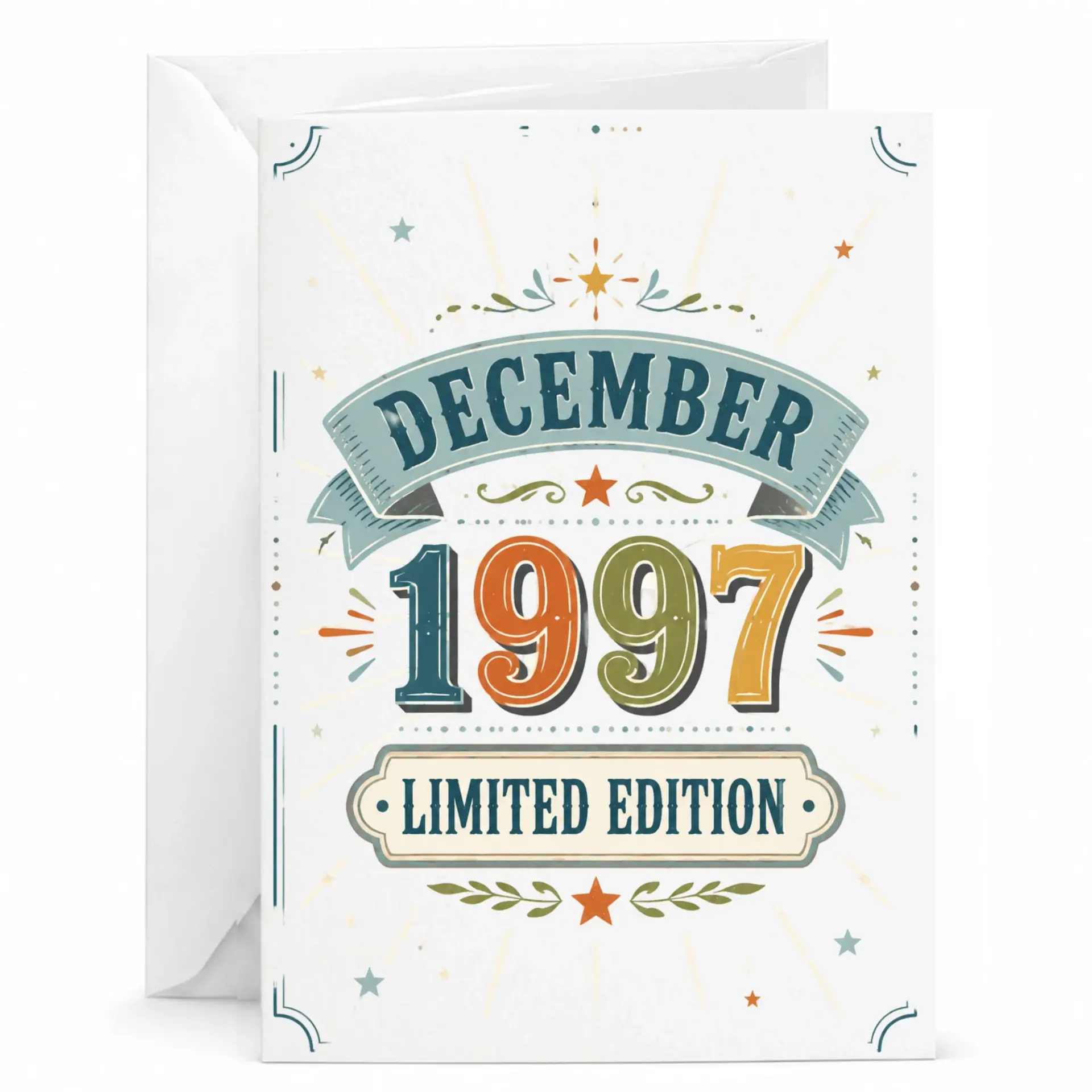 Birthday Card December 1997 Limited Edition Vintage Style Greeting Card for Milestone Celebration and Anniversary