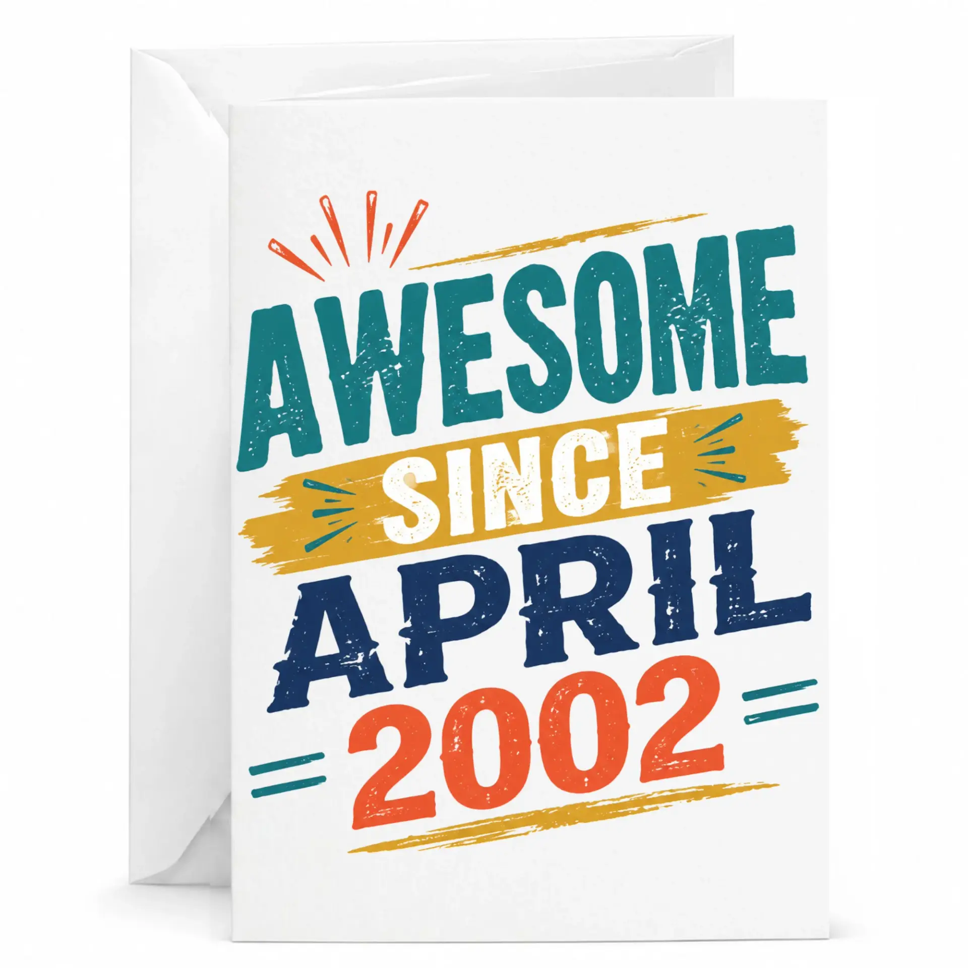 Birthday Greeting Card Awesome Since April 2002 Vintage Style Milestone Celebration Card with Matching White Envelope