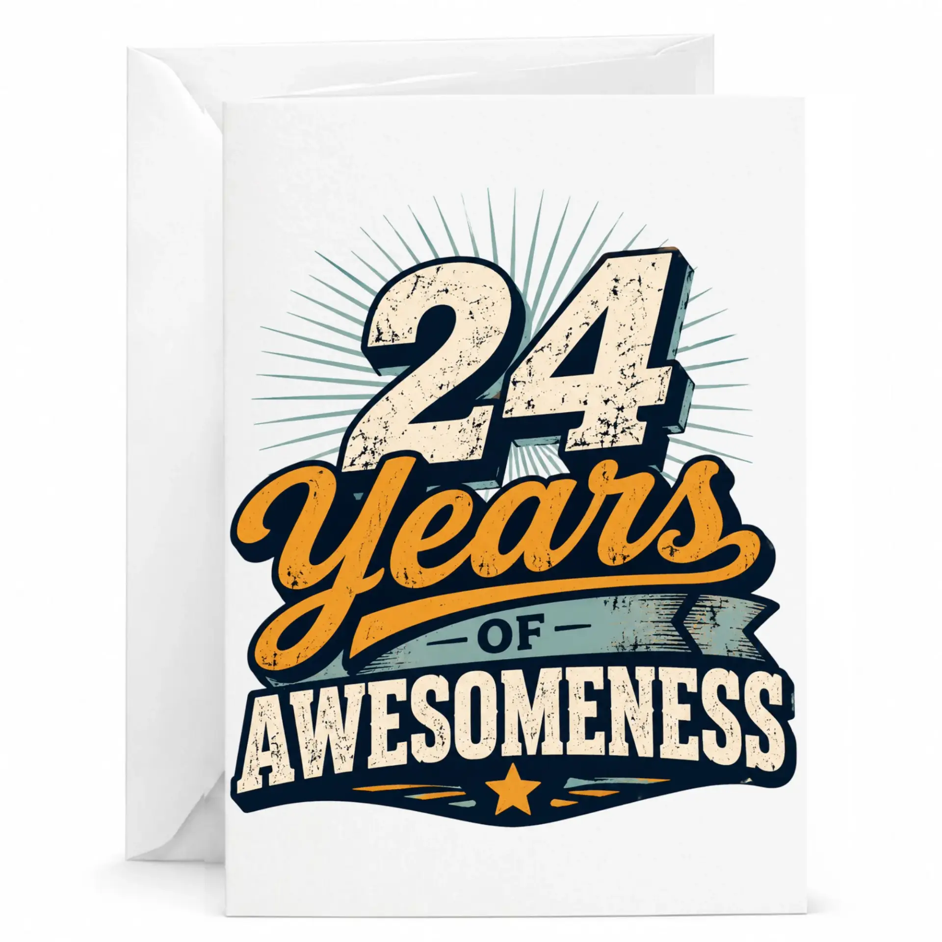Birthday Card 24 Years of Awesomeness Vintage Style Greeting Card for Twenty Fourth Anniversary or Birthday Celebration