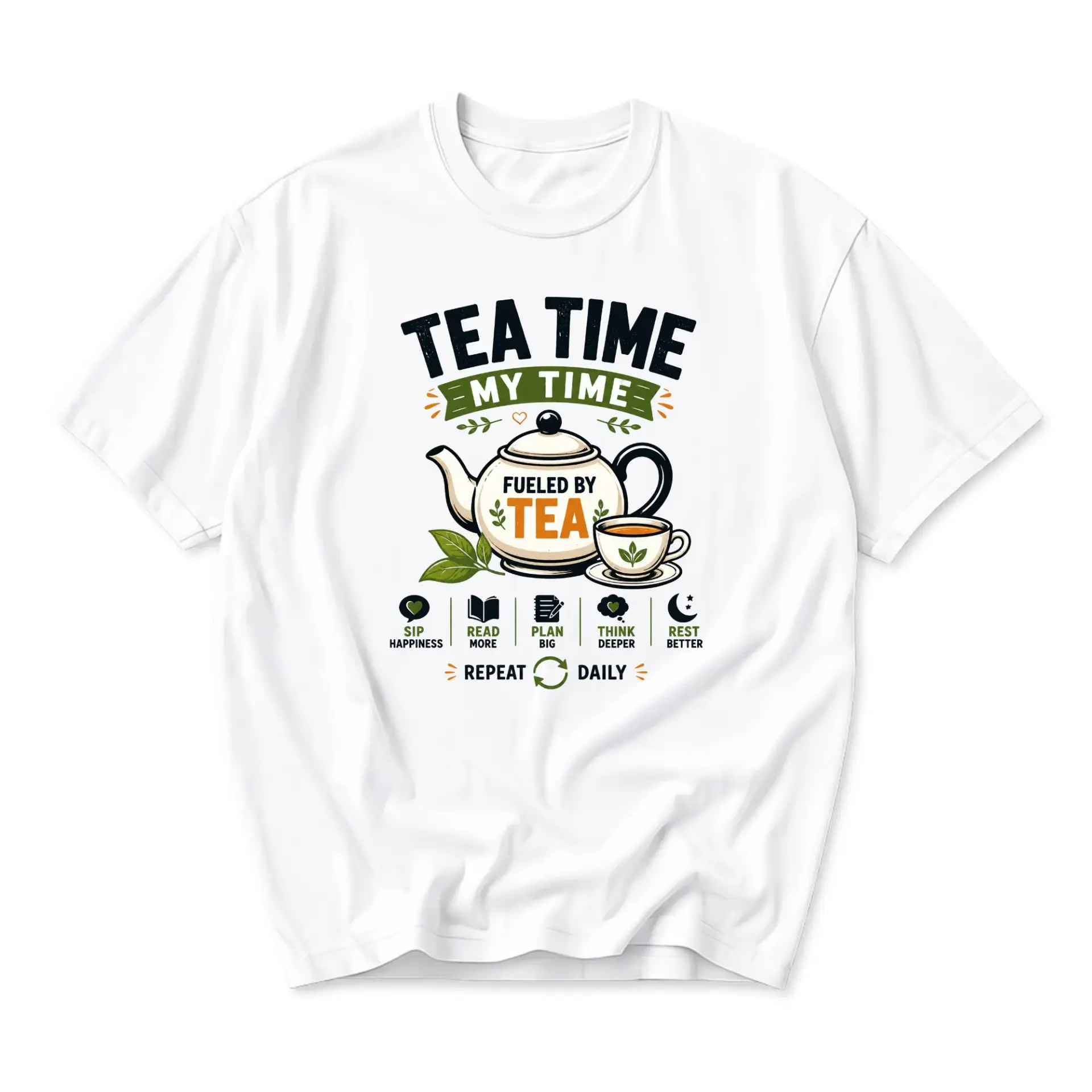 Graphic Tee Time My Unisex Cotton Shirt Casual Crew Neck Apparel for Lovers and Daily Relaxing Routines