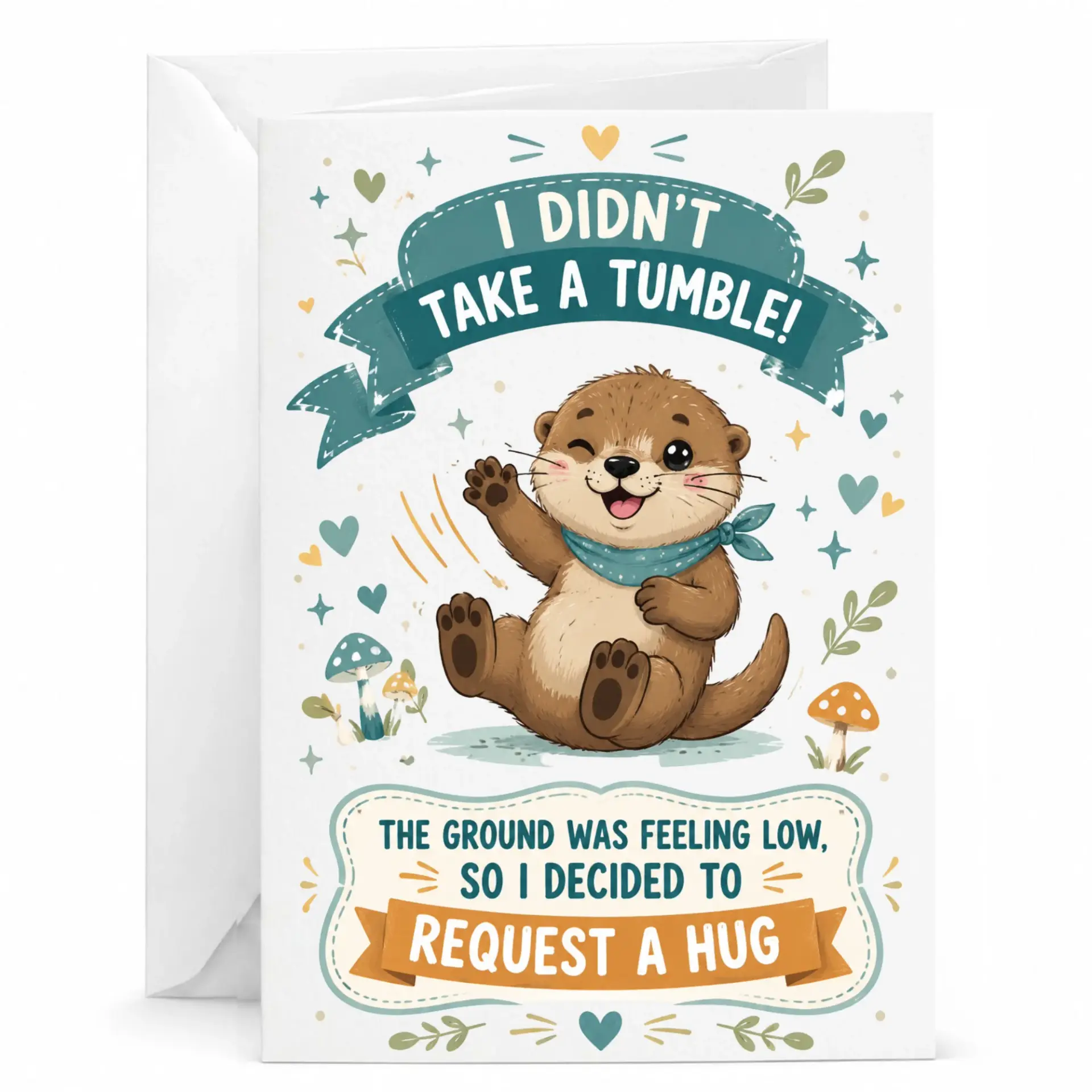 Funny Otter Greeting Card Featuring a Cute Animal Illustration and a Playful Pun for Friends Family Members