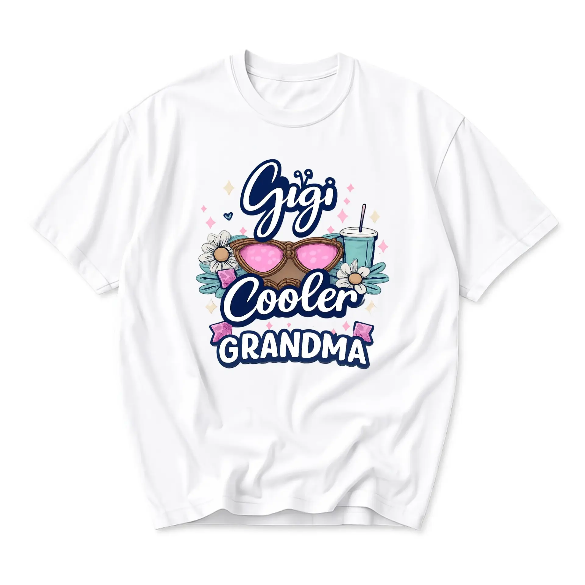 Graphic Tee Gigi Grandma Cute Flower Sunglasses Design Unisex Casual Crew