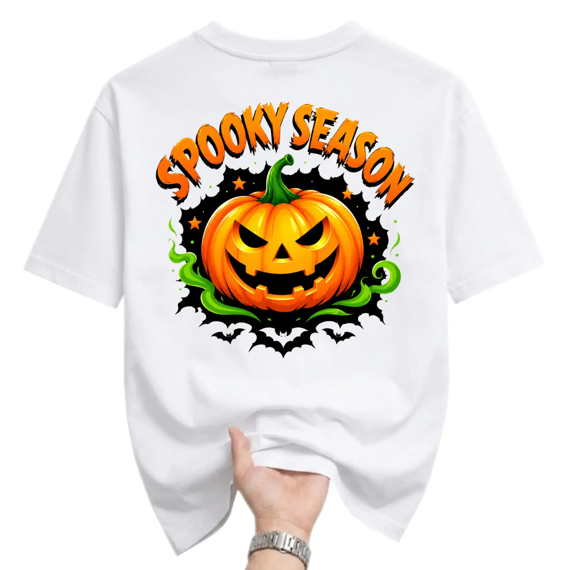 Spooky Season Graphic Tee Unisex Crew Neck Pumpkin Print Halloween Casual Cotton Blend Comfortable Short Sleeve Shirt