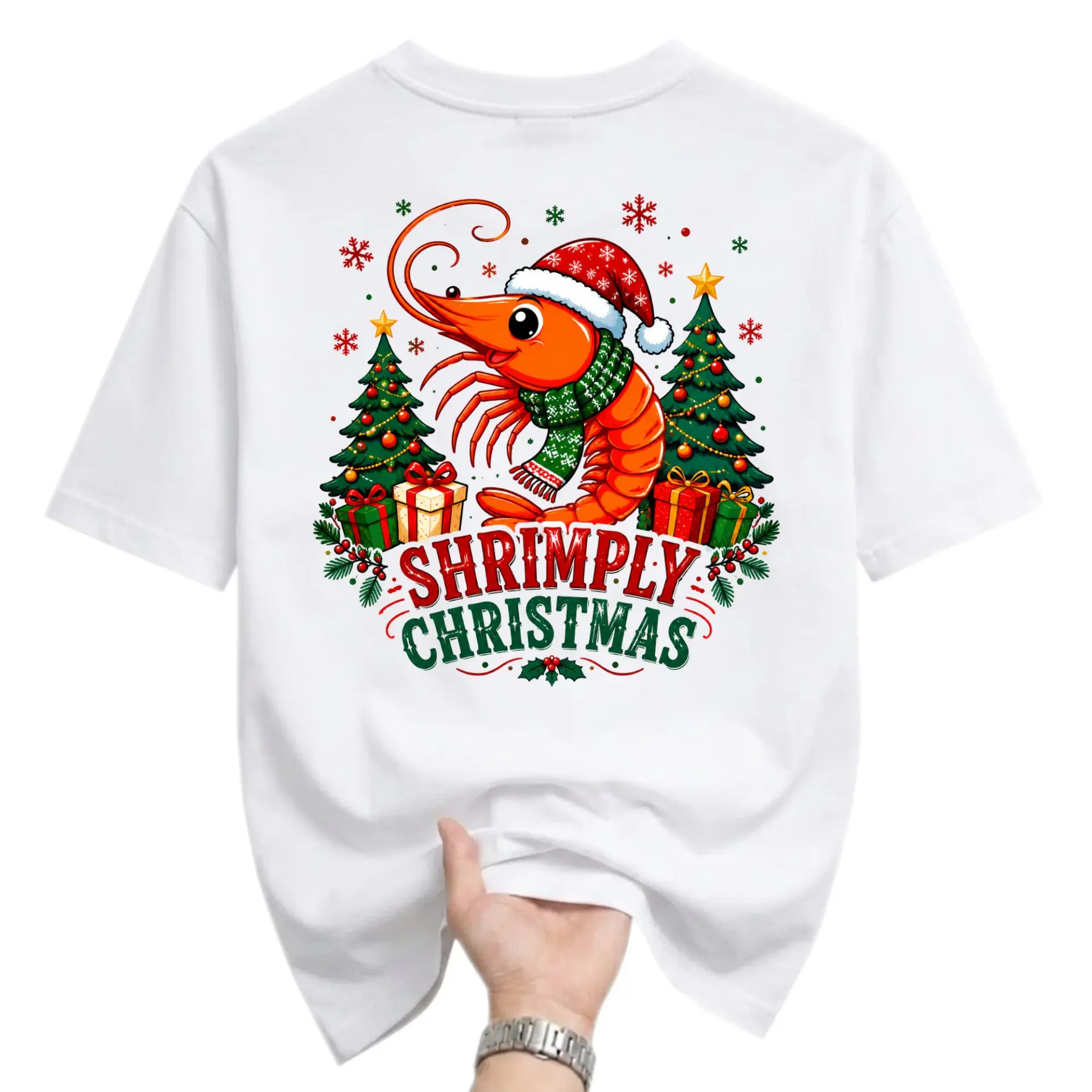Funny Shirt Shrimply Christmas Graphic Tee Unisex Casual Apparel Festive Holiday Inspired Cotton T-Shirt