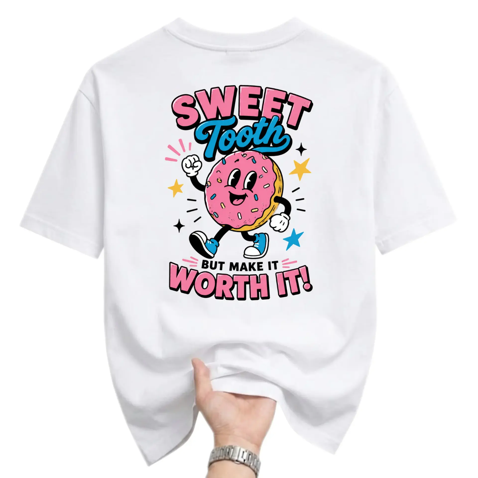 Graphic Tee Sweet Tooth but Make It Worth It Casual Unisex Crew Neck Shirt Food Inspired Graphic Print Top