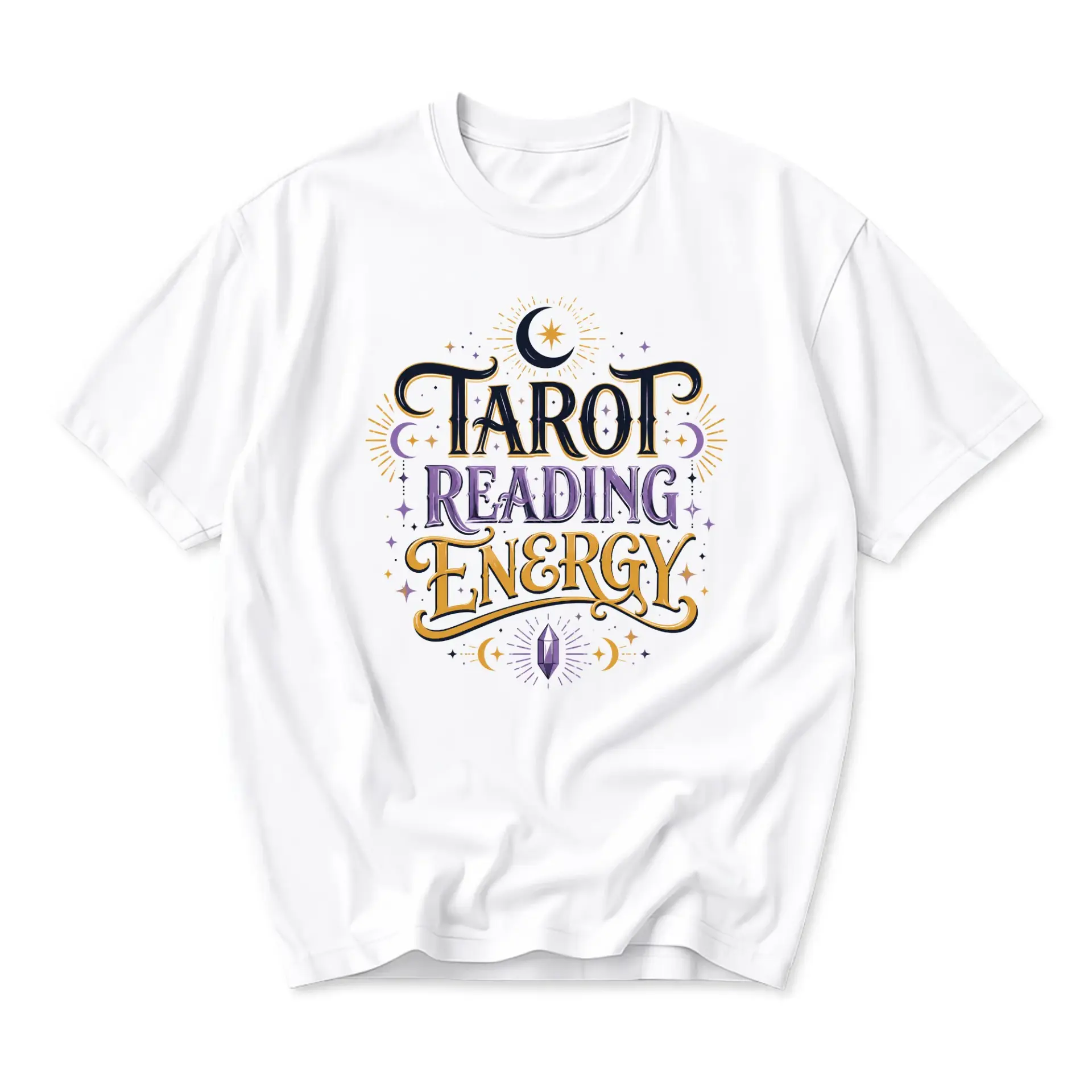 Graphic Tee Tarot Reading Energy Mystical Celestial Design Unisex Casual Crew Neck T-Shirt for Everyday Comfort