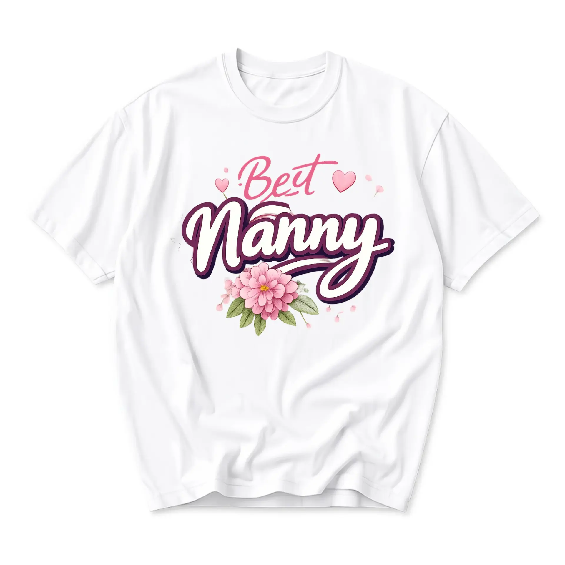 T-shirt Best Nanny Floral Graphic Print Crew Neck Unisex Casual Short