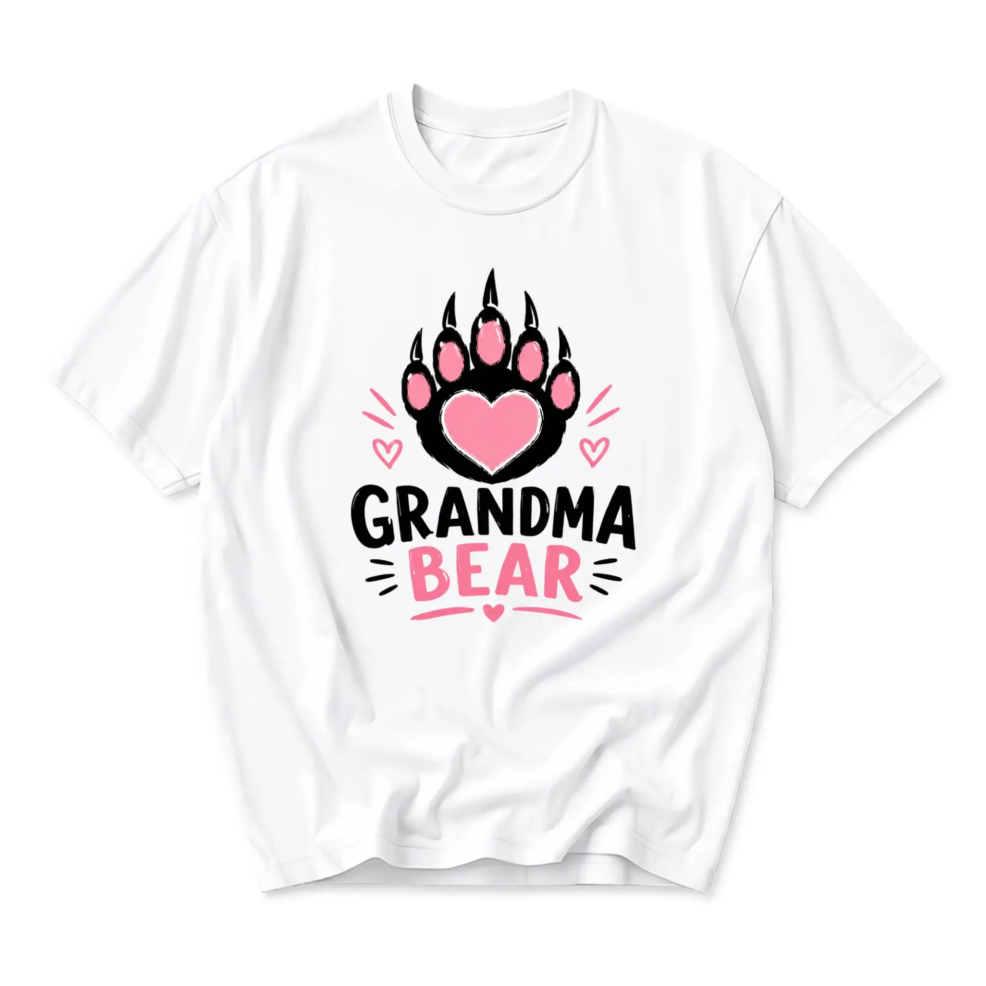 Graphic Tee Grandma Heart Paw Print Unisex Crew Neck Casual Everyday Short Sleeve Cotton Blend T-Shirt