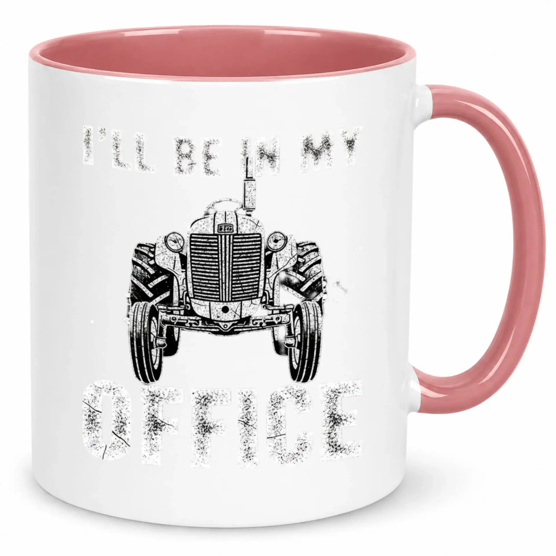 Funny Tractor Ceramic Coffee Mug for Farmers and Ranchers with Distressed 'i'll Be in My Office' Quote 11oz or 15oz Capacity