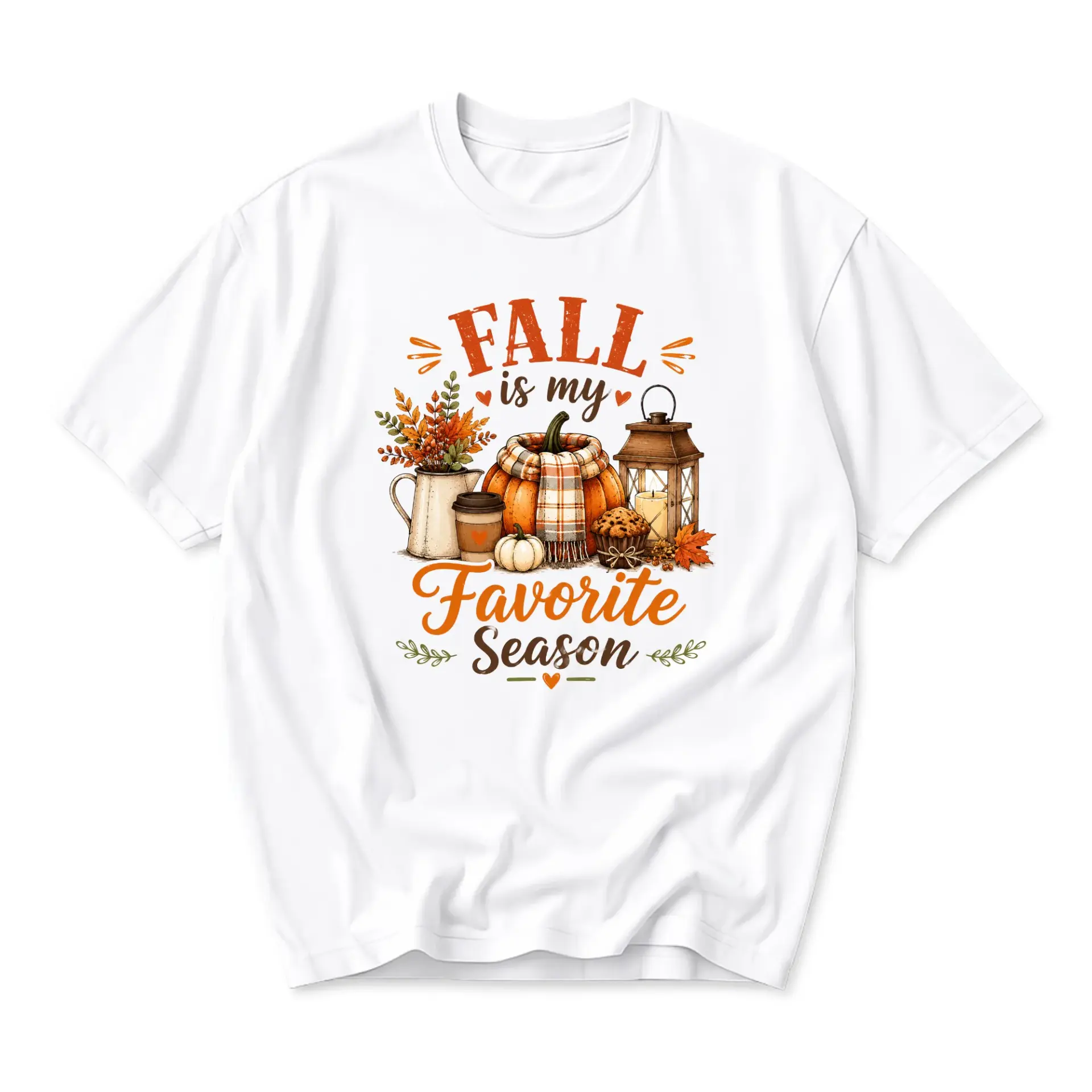 Graphic Tee Fall Is My Favorite Season Unisex Crew Neck T-Shirt Comfortable Autumn Pumpkin Theme Apparel for Daily Wear