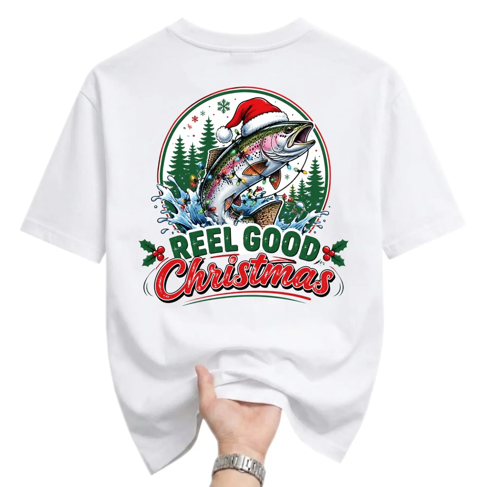Graphic Tee Reel Good Christmas Fishing Holiday T-Shirt Fun Festive Unisex