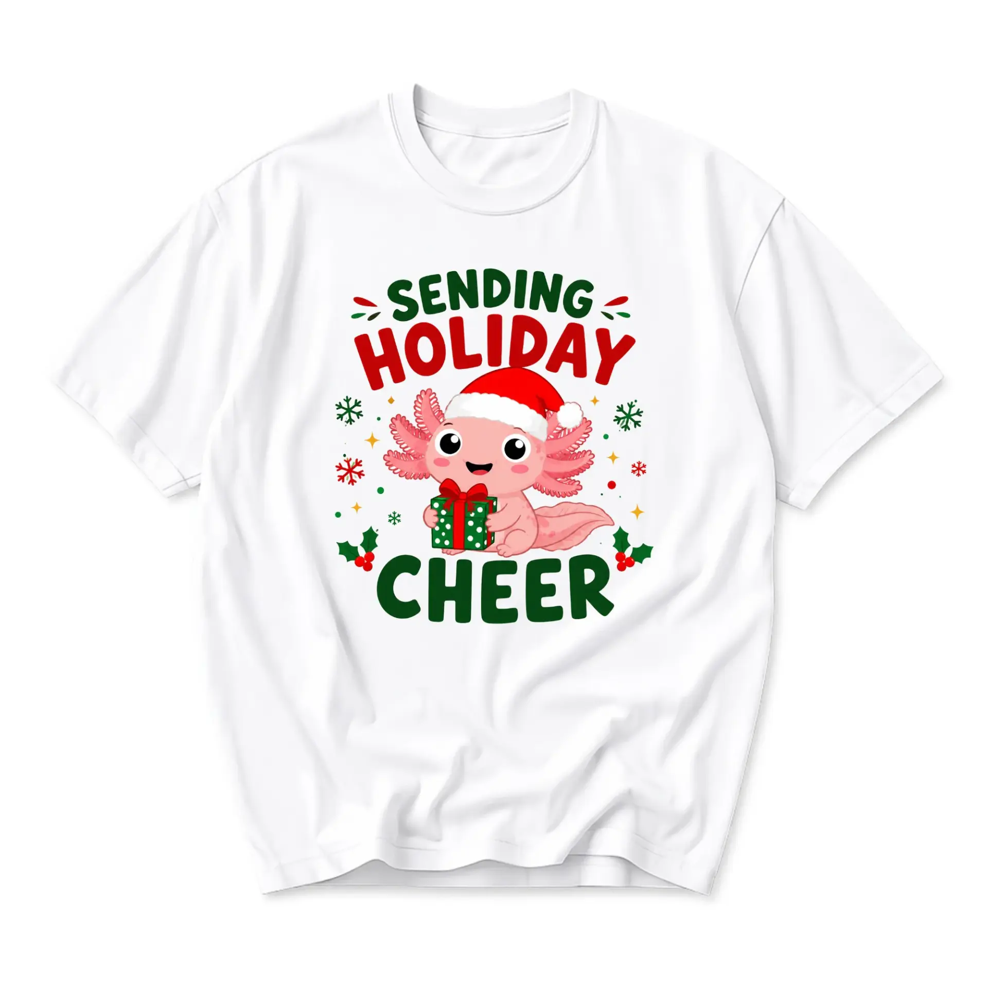 Funny Shirt Sending Holiday Cheer Cute Axolotl Graphic Tee Unisex Casual