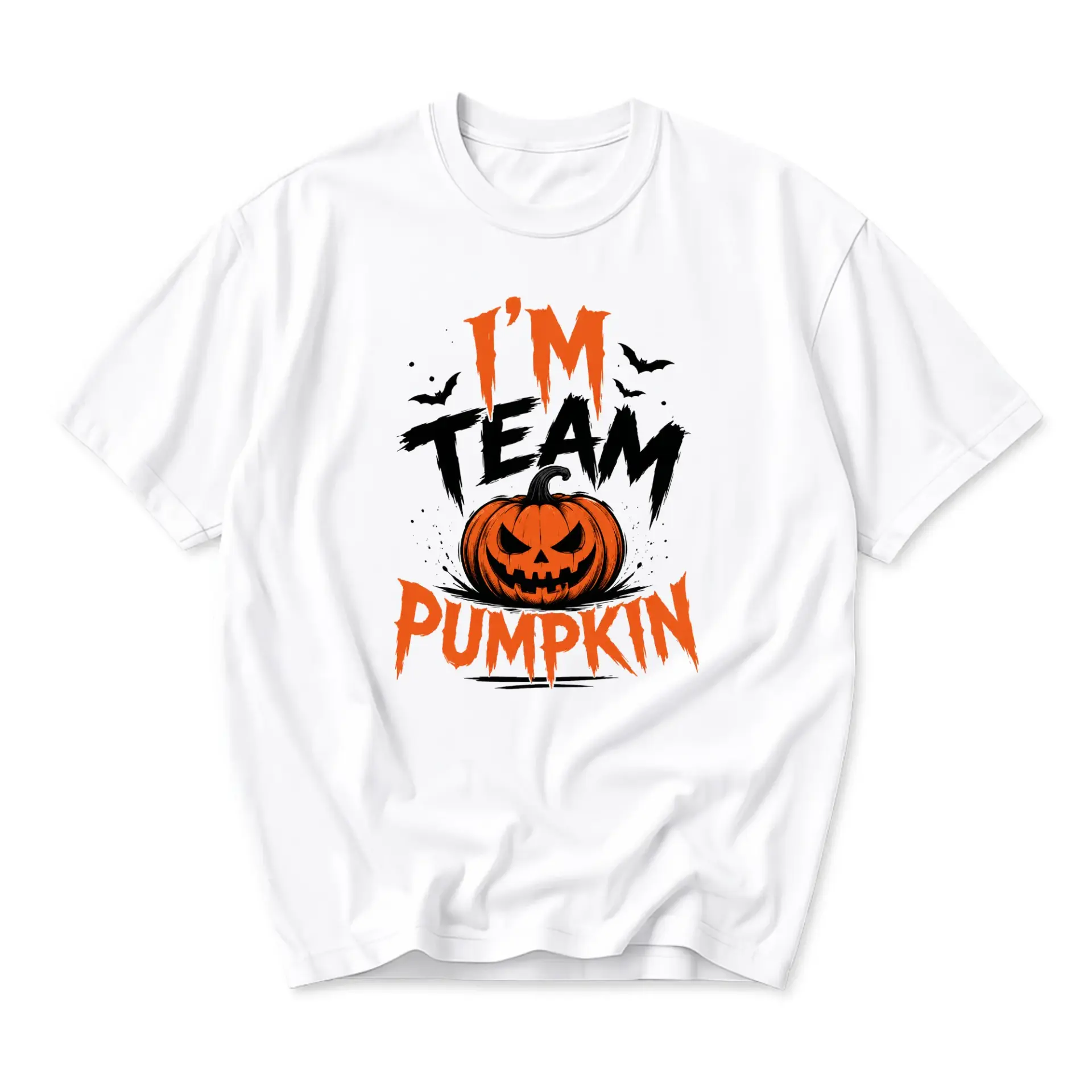 Funny Shirt I Am Team Pumpkin Graphic Tee Casual Halloween Unisex Crew Neck Cotton Blend Soft Everyday Apparel