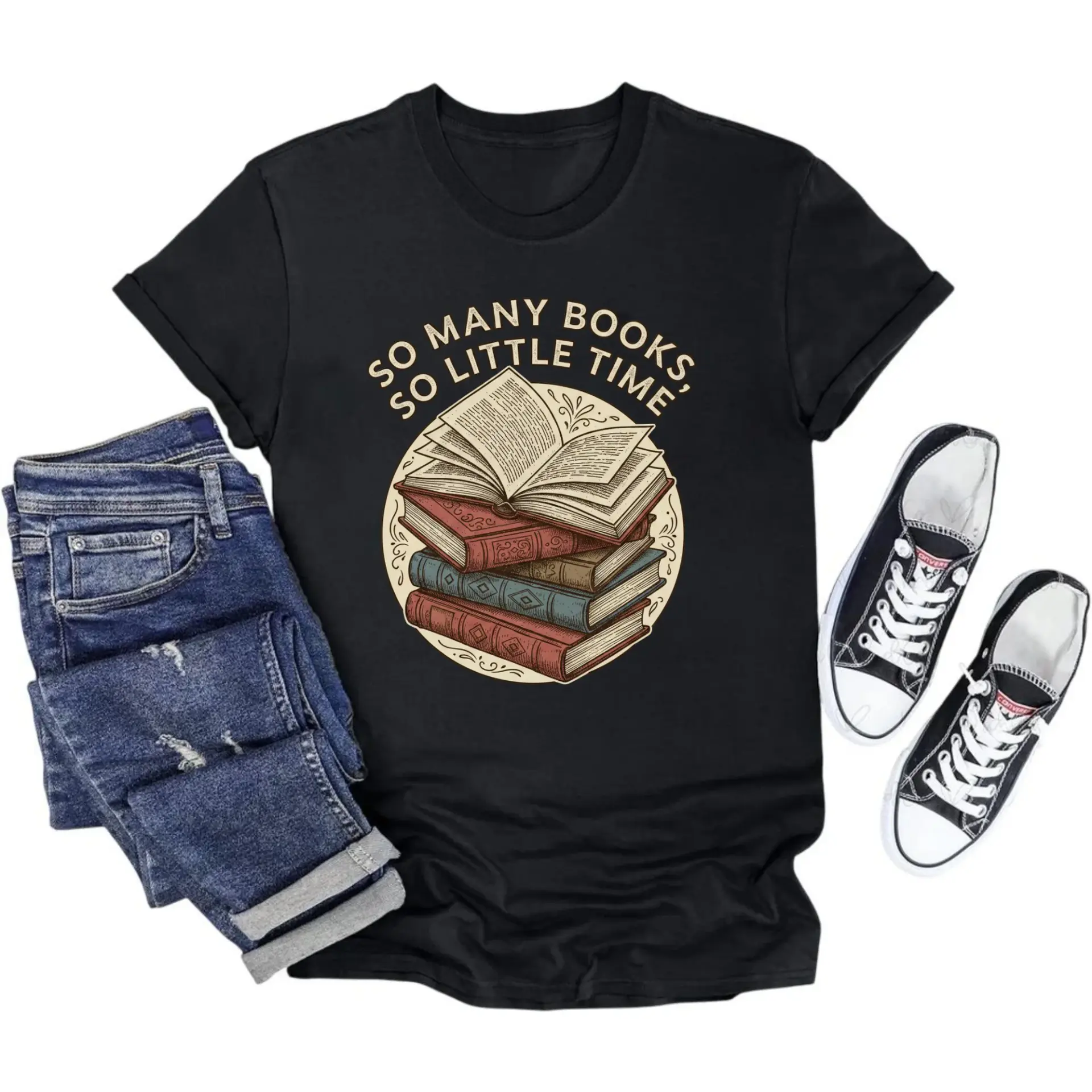 Graphic Tee so Many Books so Little Time Reading Lover Unisex T-Shirt Literary Design Comfortable Everyday Apparel