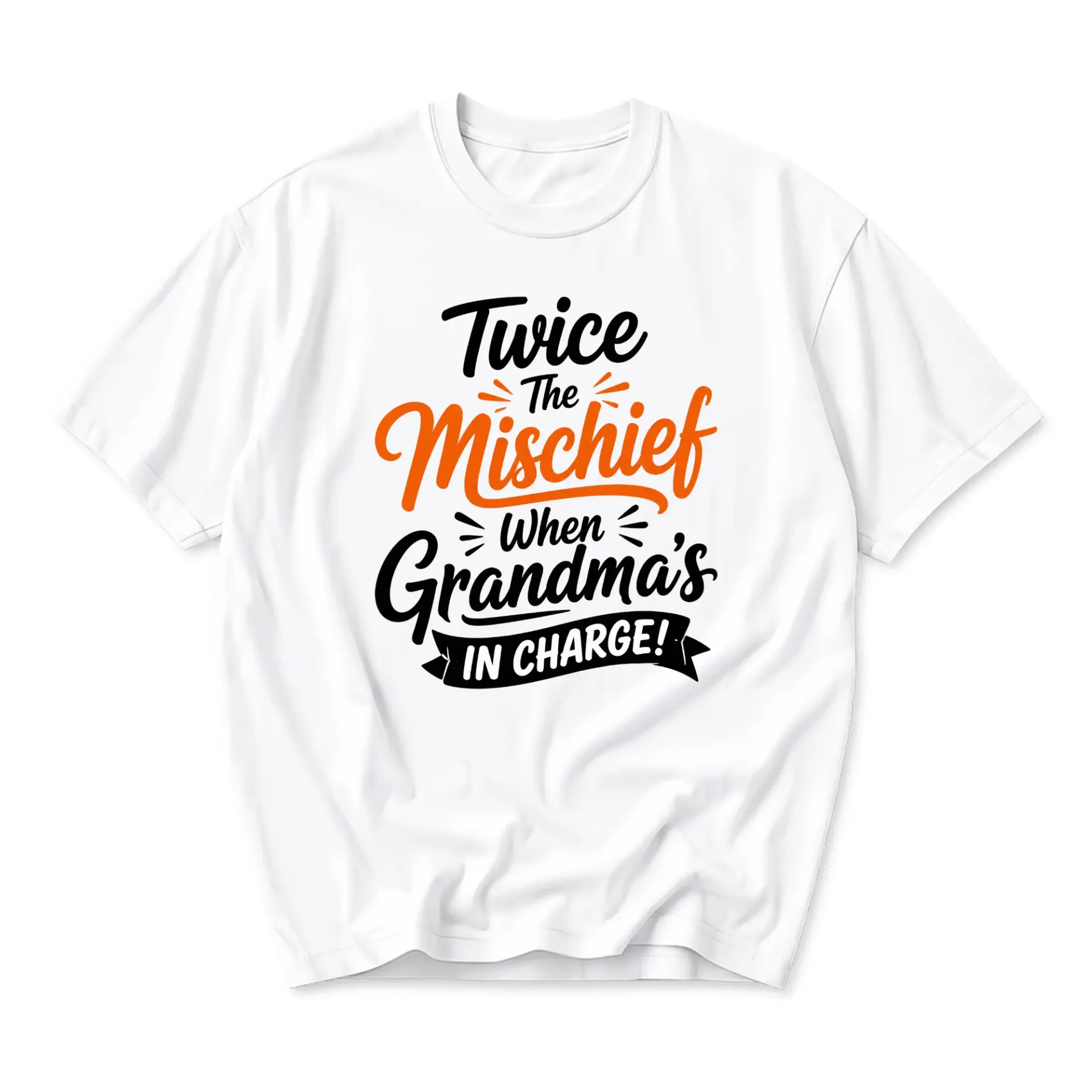 Funny Shirt Twice the Mischief When Grandma Is in Charge Graphic Tee Unisex
