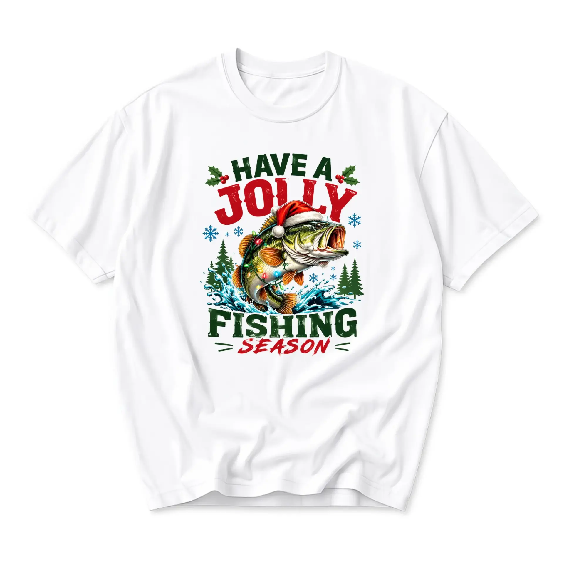 Funny Shirt Have a Jolly Fishing Season Graphic Tee Holiday Fish Lover Gift