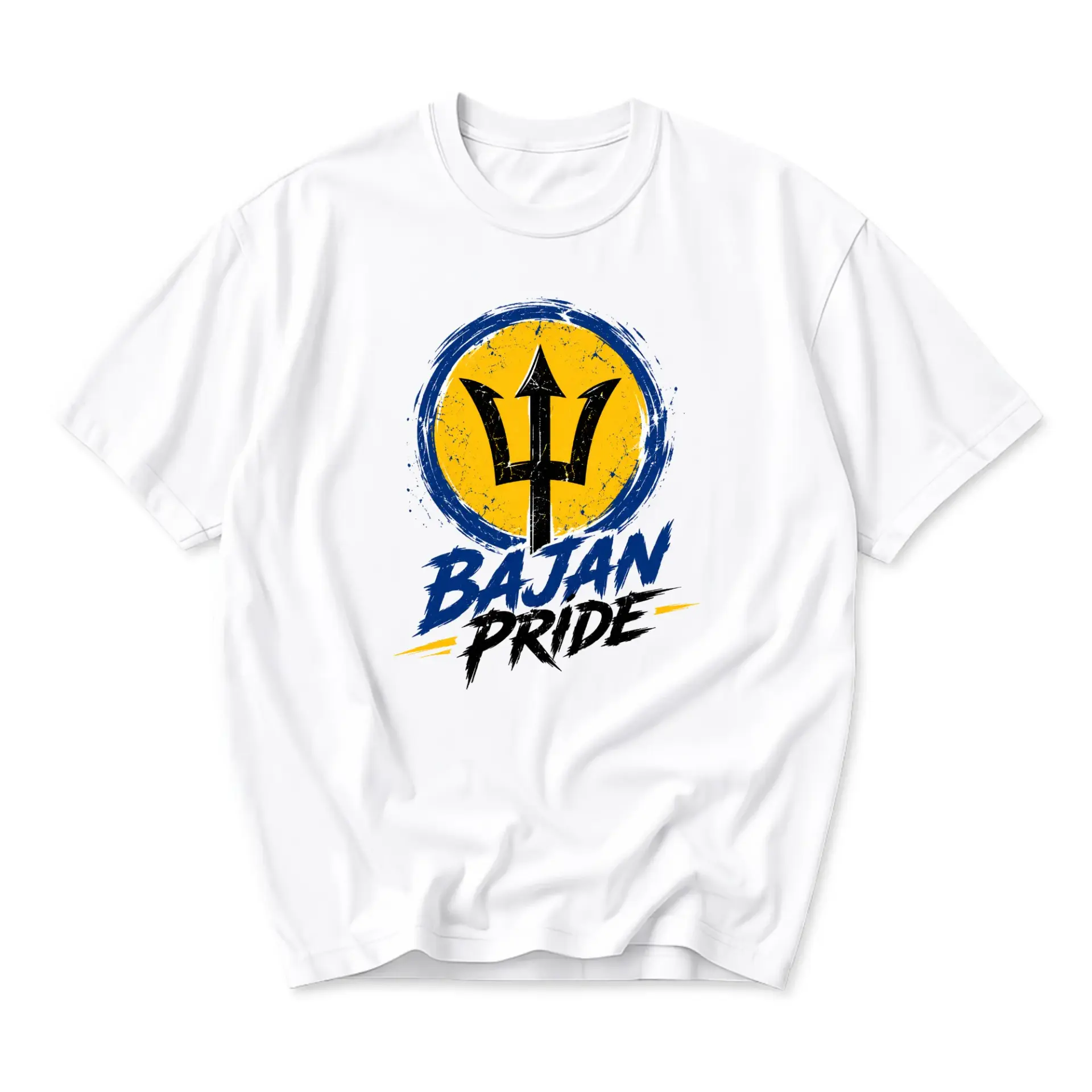 Graphic Tee Bajan Pride Design Unisex Crew Neck T-Shirt Comfortable Casual Everyday Wear for Men and Women White