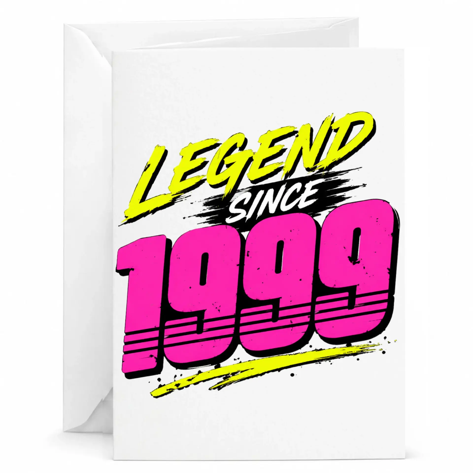 Birthday Card Legend Since 1999 Funny Retro Style Greeting Card for Milestone Year Celebration with Envelope