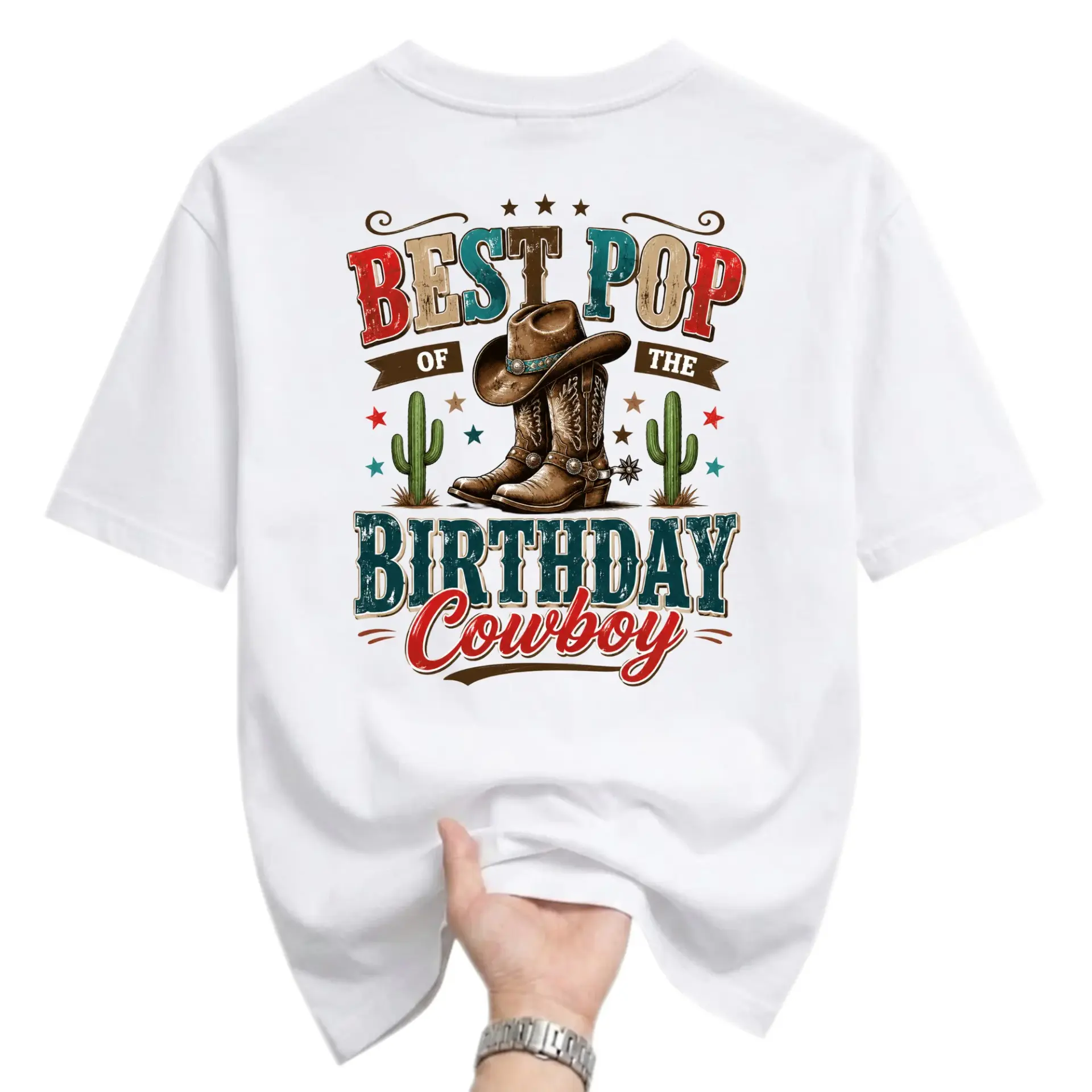 Graphic Tee Best of the Birthday Cowboy Western Themed Short Sleeve Unisex Crew Neck Casual Cotton Shirt