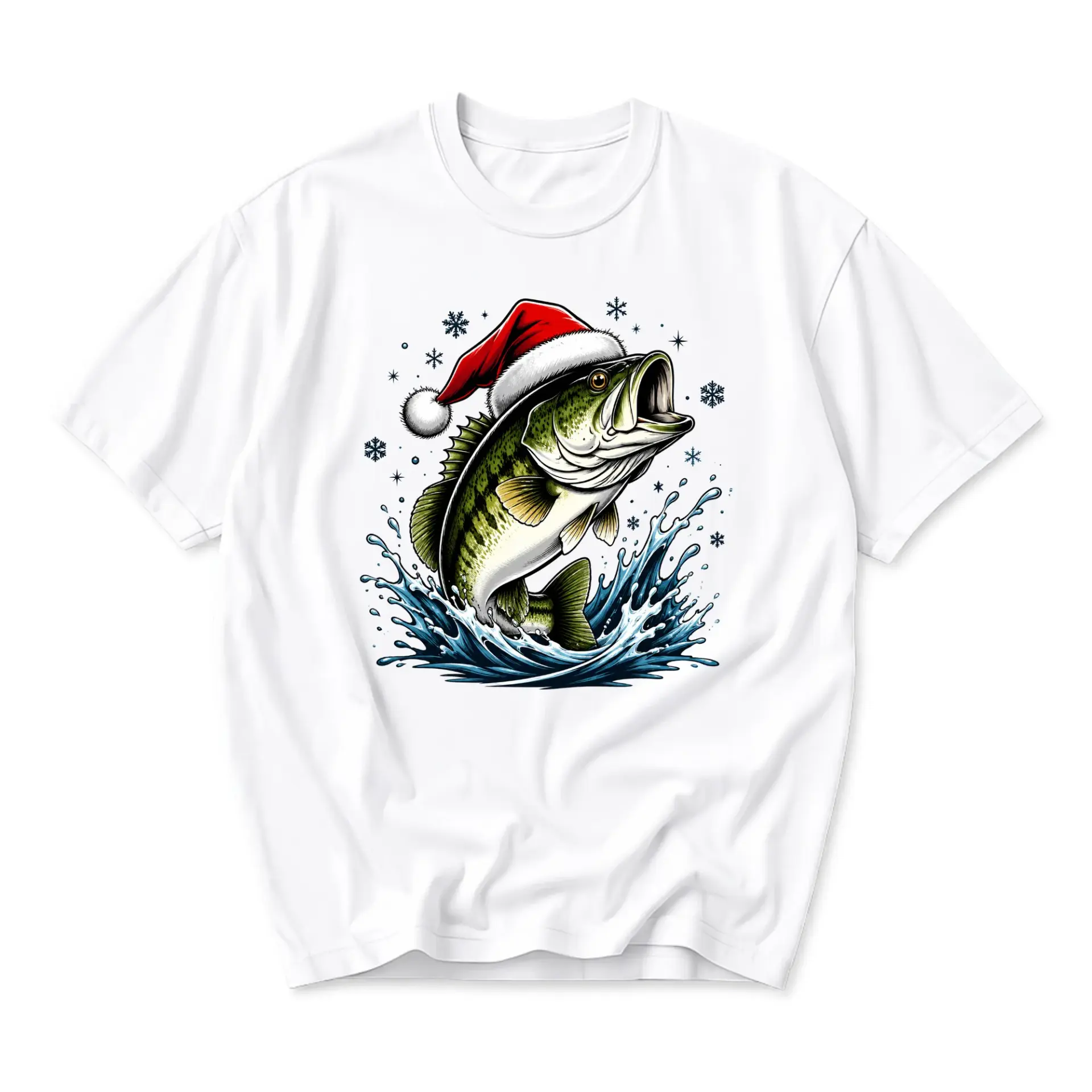 Graphic Tee Christmas Fishing T-Shirt Festive Holiday Sport Wear Unisex