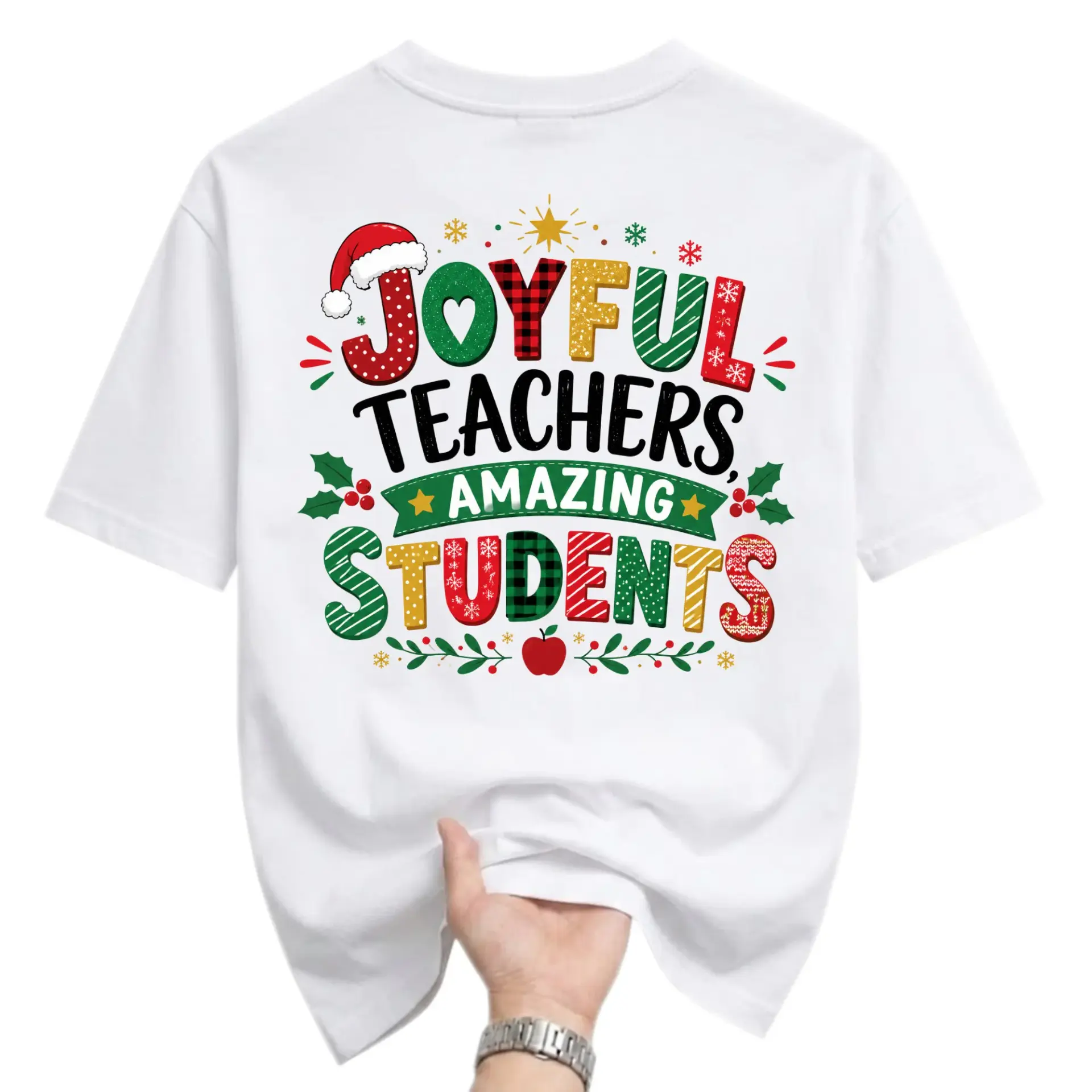 Graphic Tee Joyful Teachers Amazing Students Holiday Shirt Unisex Crew Neck Short Sleeve Soft Casual Cotton Apparel