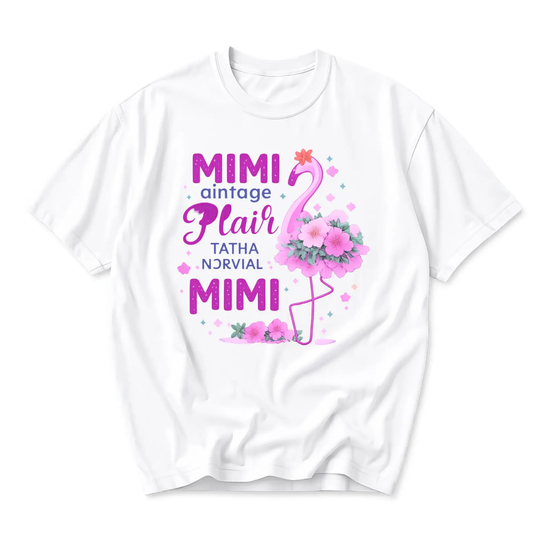 Graphic Tee Flamingo Floral Design Unisex Crew Neck Short Sleeve Shirt for Casual Everyday Wear and Gift Giving