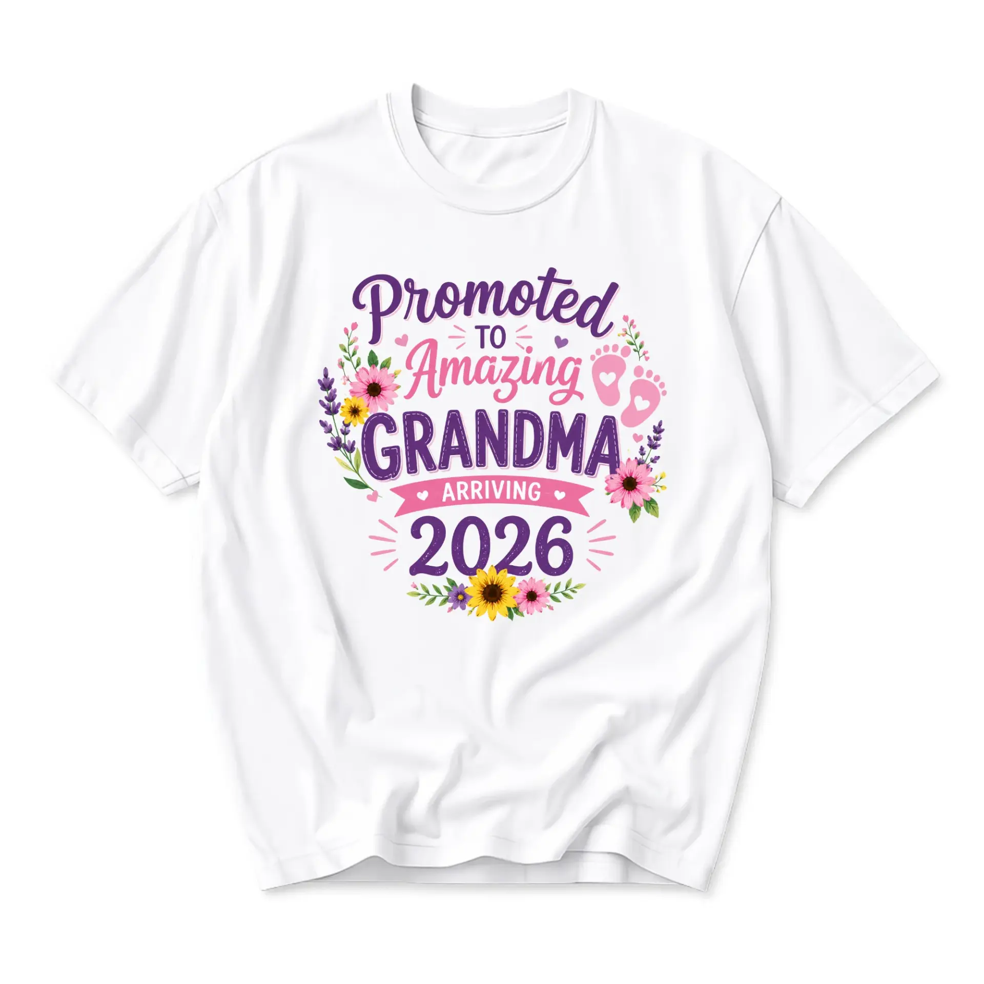Graphic Tee Promoted to Amazing Grandma 2026 Floral Announcement Unisex