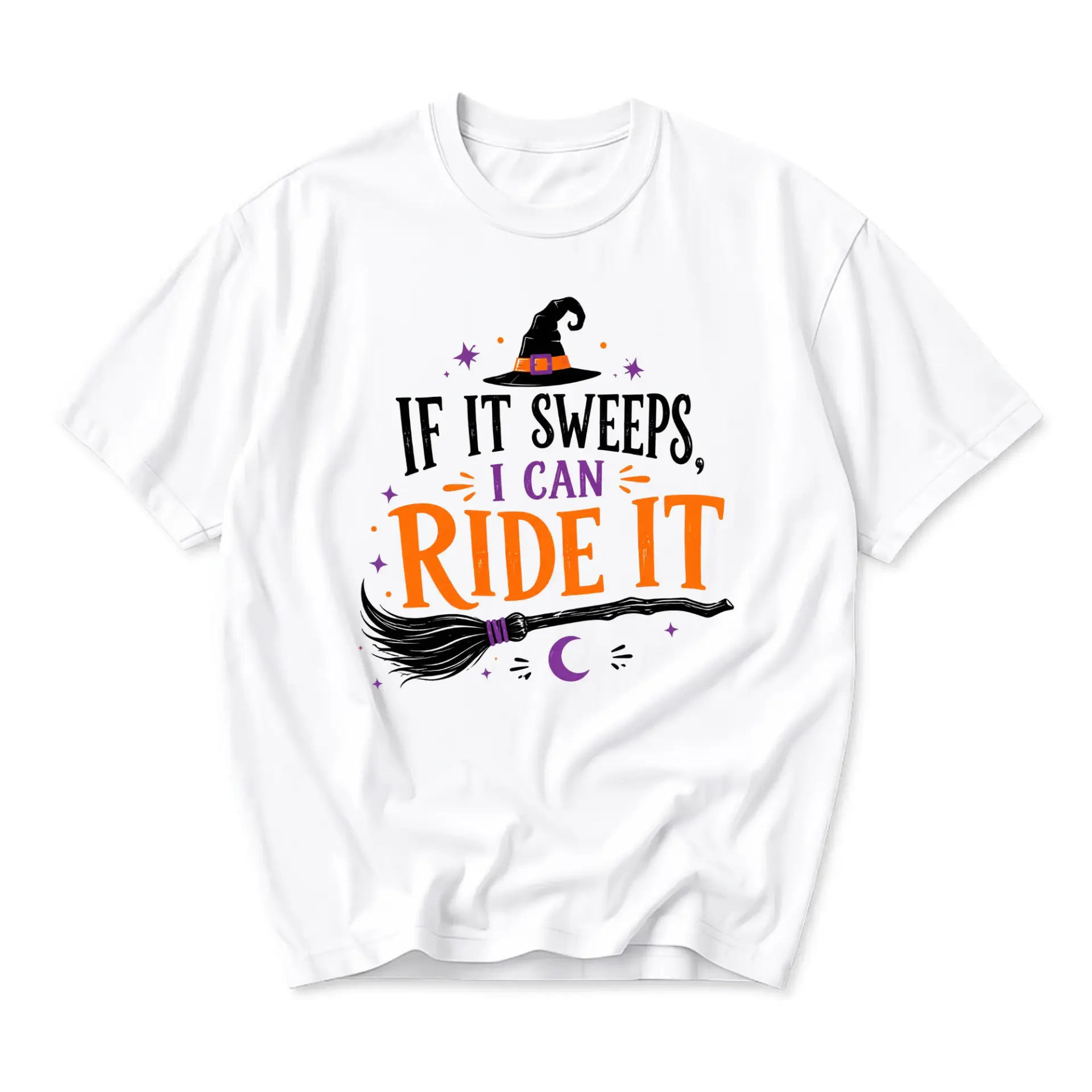 Funny Shirt If It Sweeps I Can Ride It Unisex Graphic Printed T-Shirt for Casual Wear and Seasonal Holiday Outfits