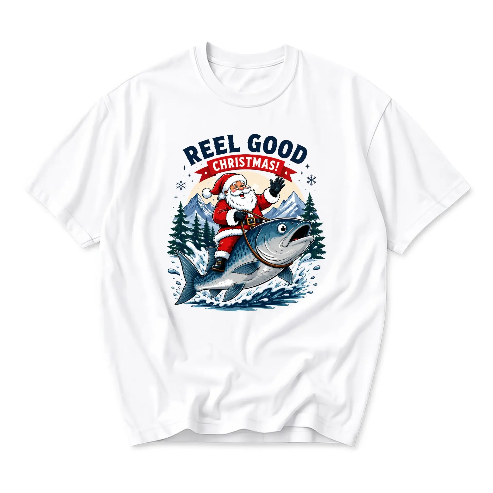 Funny Shirt Reel Good Christmas Graphic Tee Unisex Holiday Crew Neck Top