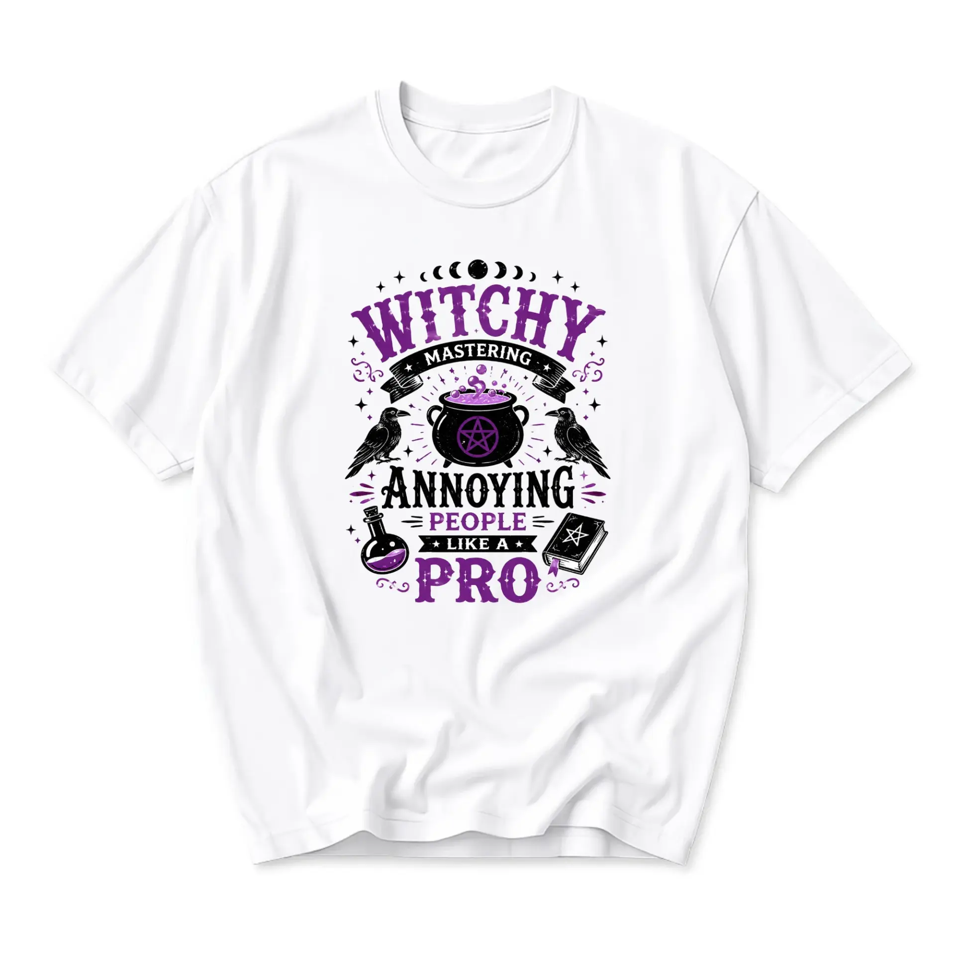 Funny Shirt Witchy Mastering Annoying People Like a Pro Graphic Tee Unisex Casual Cotton Crew Neck Short Sleeve Top