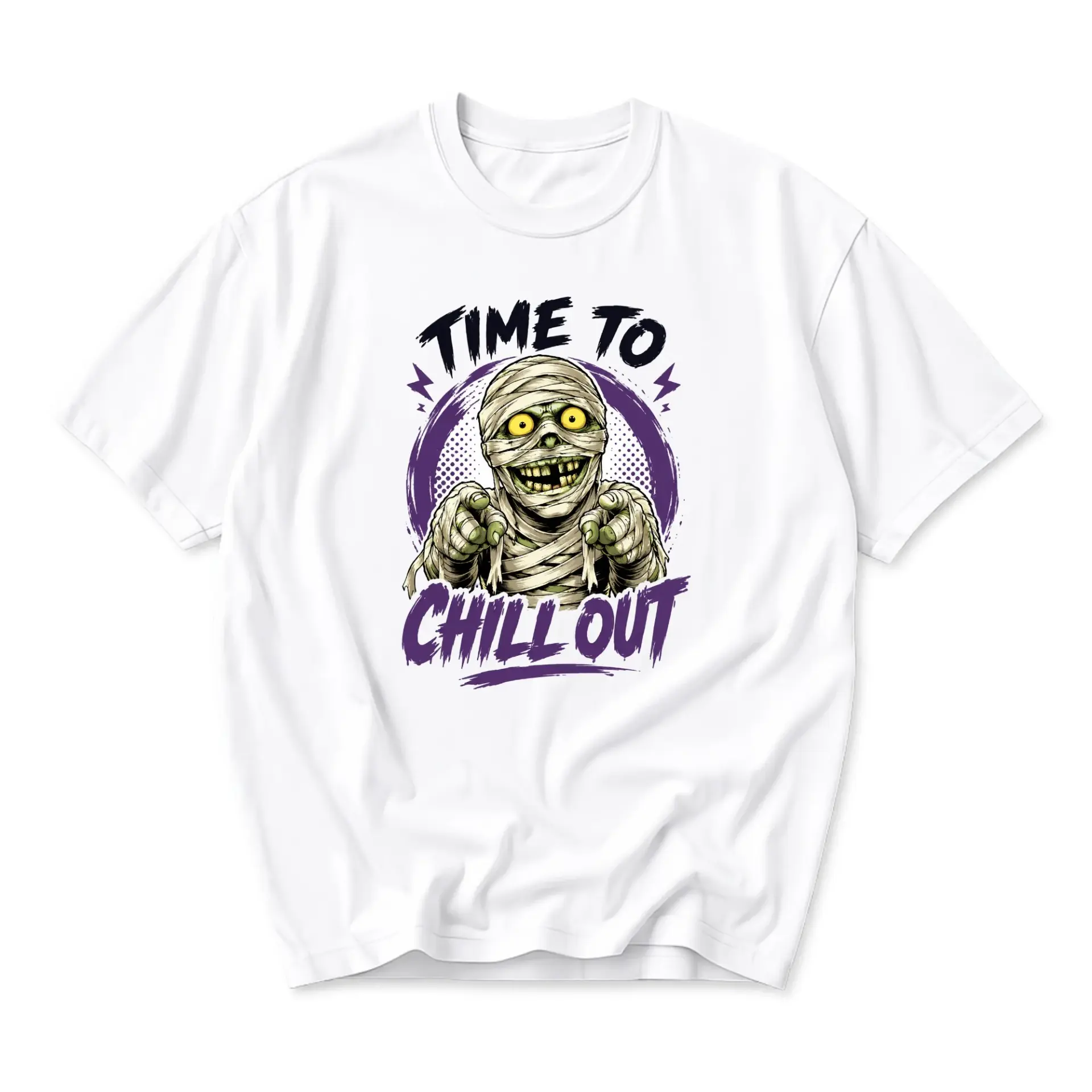 Funny Shirt Mummy Graphic Tee Time to Chill Out Unisex Crew Neck Casual Wear Soft Comfortable Cotton Blend Top