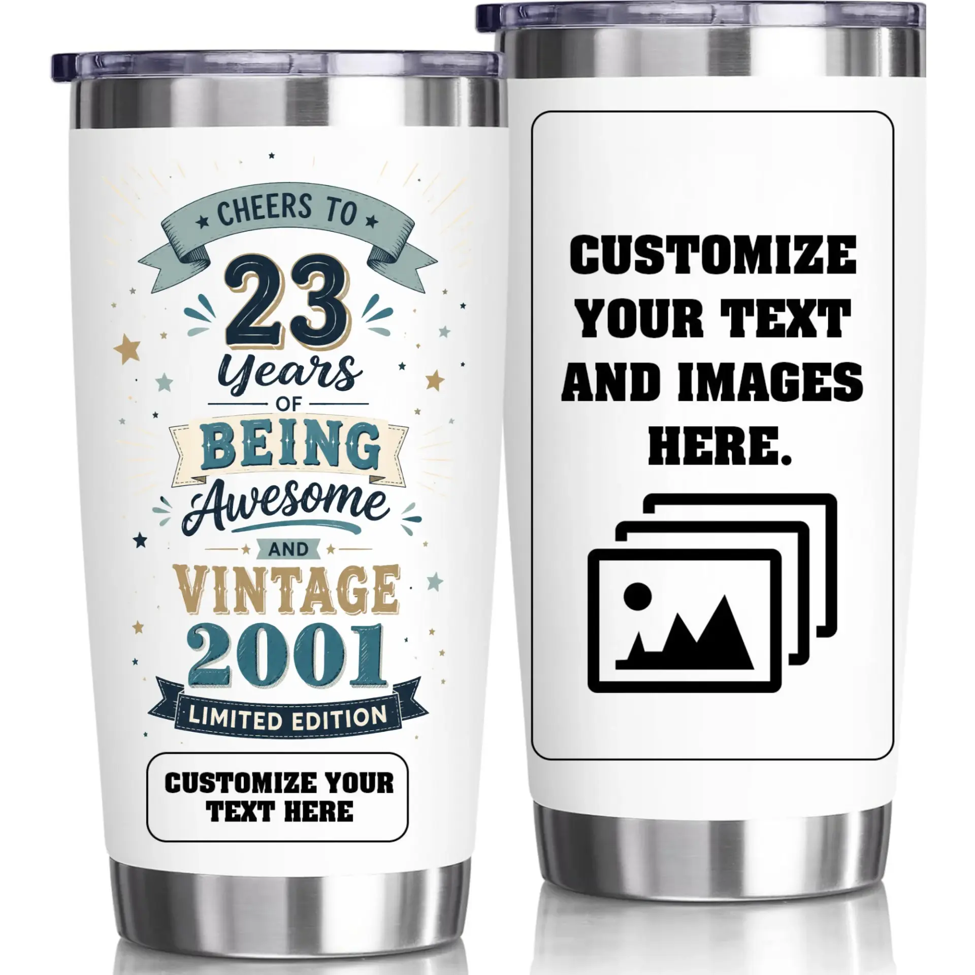 Stainless Steel Tumbler 20oz Vacuum Insulated Birthday Gift Personalized Beverage Container for Hot or Cold Drinks