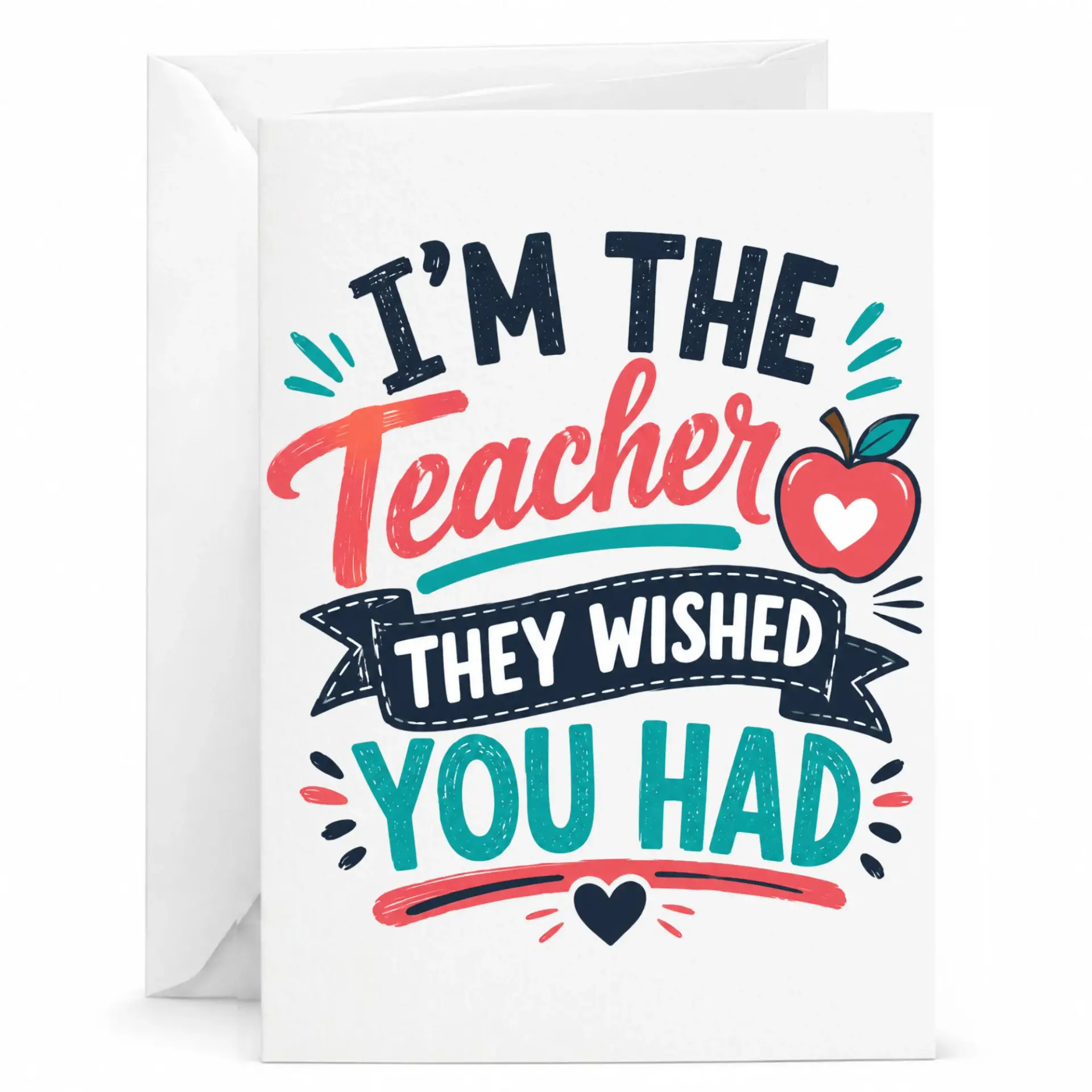 Funny Teacher Appreciation Greeting Card Sarcastic Gift Note Premium 5x7 Cardstock with Envelope