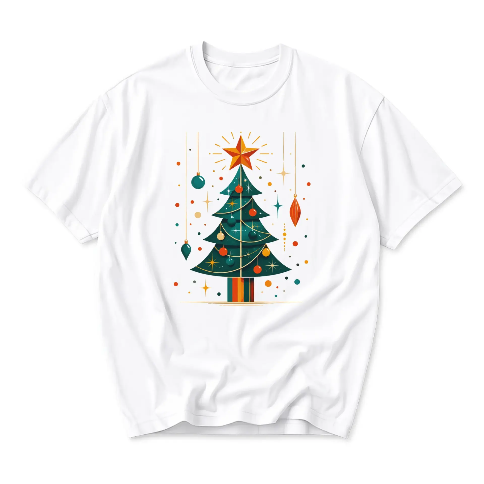 Graphic Tee Unisex Christmas Tree Holiday Illustration Print Soft Cotton