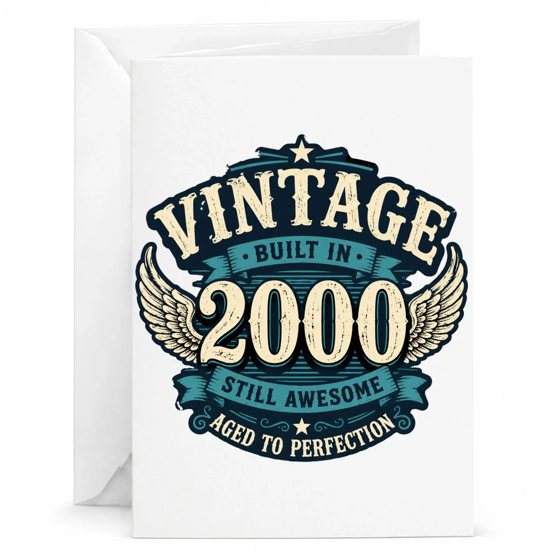 Birthday Card Vintage Built in 2000 Still Awesome Aged to Perfection Funny Greeting Card for Milestone Birthday Year