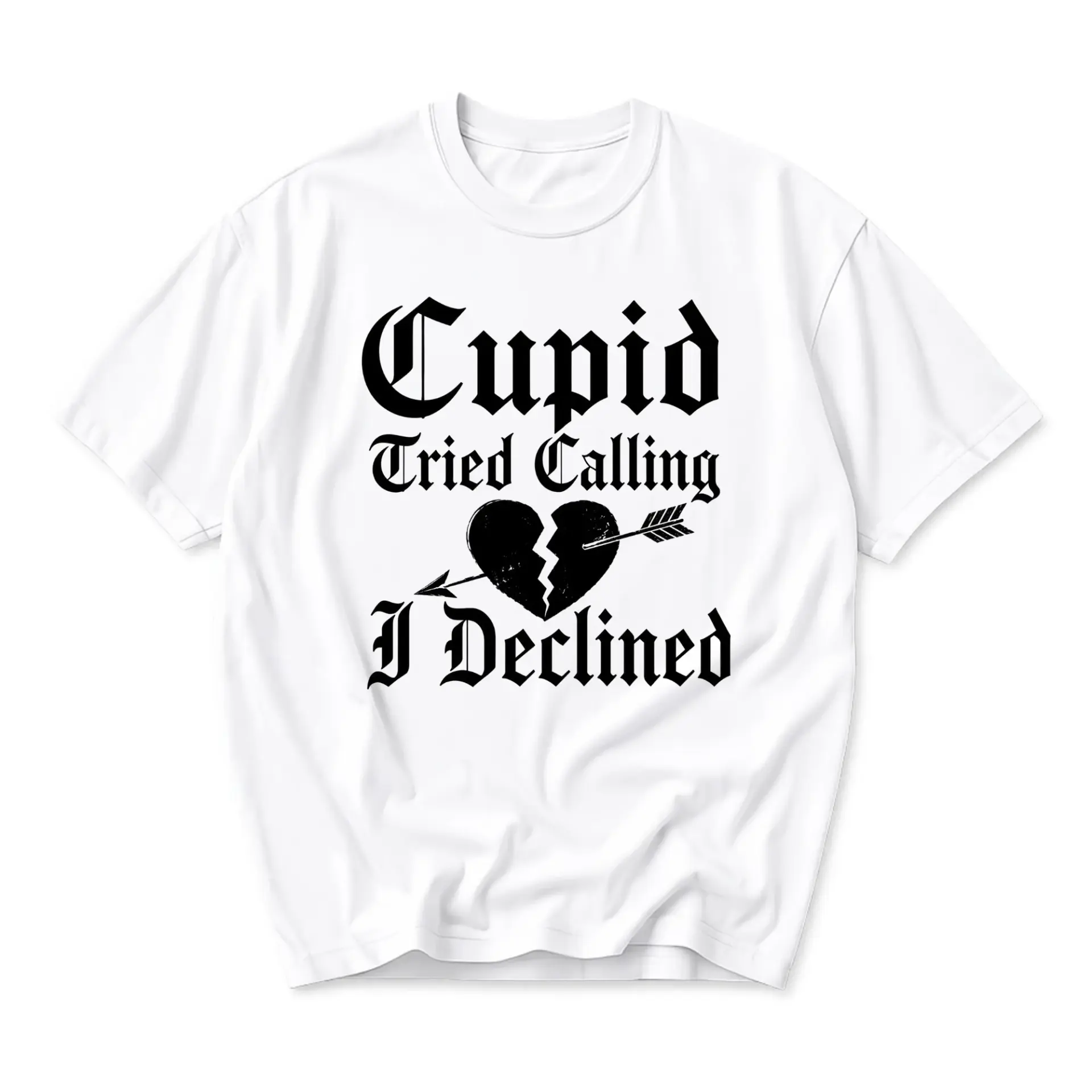 Cupid Called I Hung Up Single Awareness Anti Valentine's Day Long Sleeve T-Shirt - Girl Dad - White (AI content pending...)
