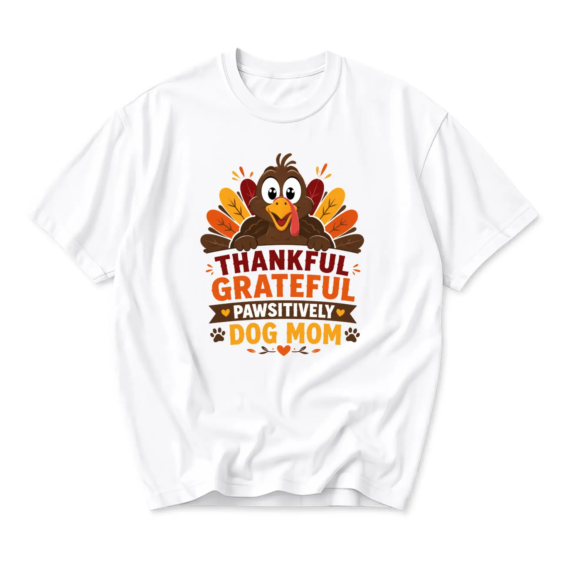 Funny Shirt Thankful Grateful Pawsitively Dog Mom Thanksgiving Graphic Tee
