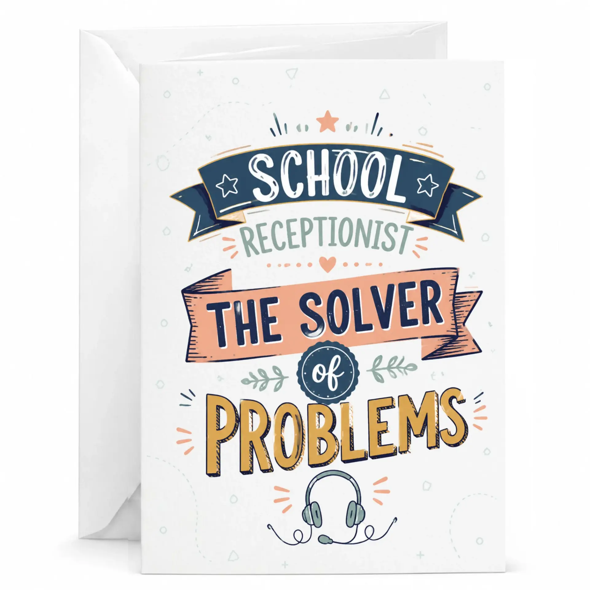 Funny School Receptionist Appreciation Greeting Card the Solver of Problems Professional Staff Gift Idea 5x7 Folded Note