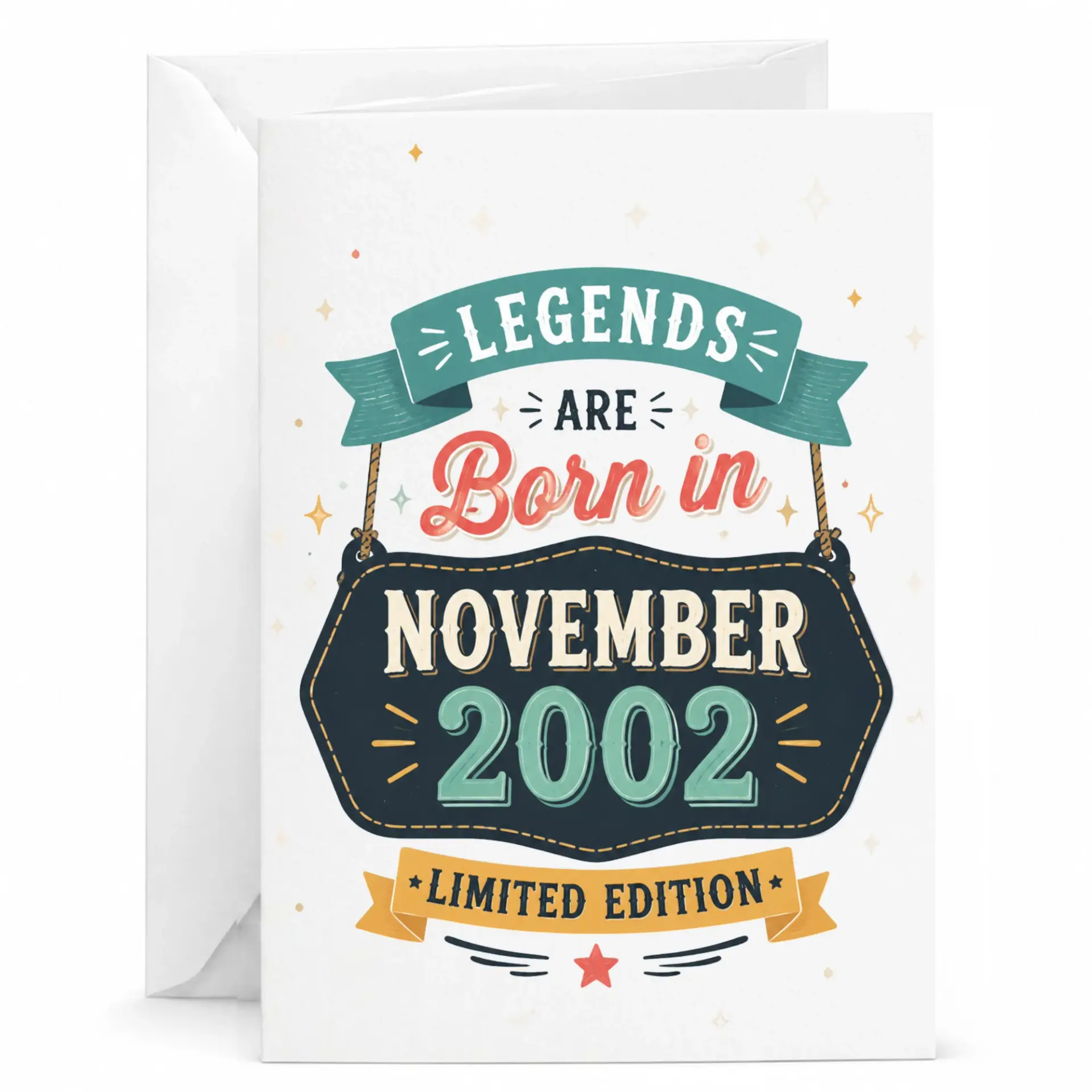 Birthday Card Legends Are Born in November 2002 Limited Edition Greeting Card with Envelope for Milestone Celebration