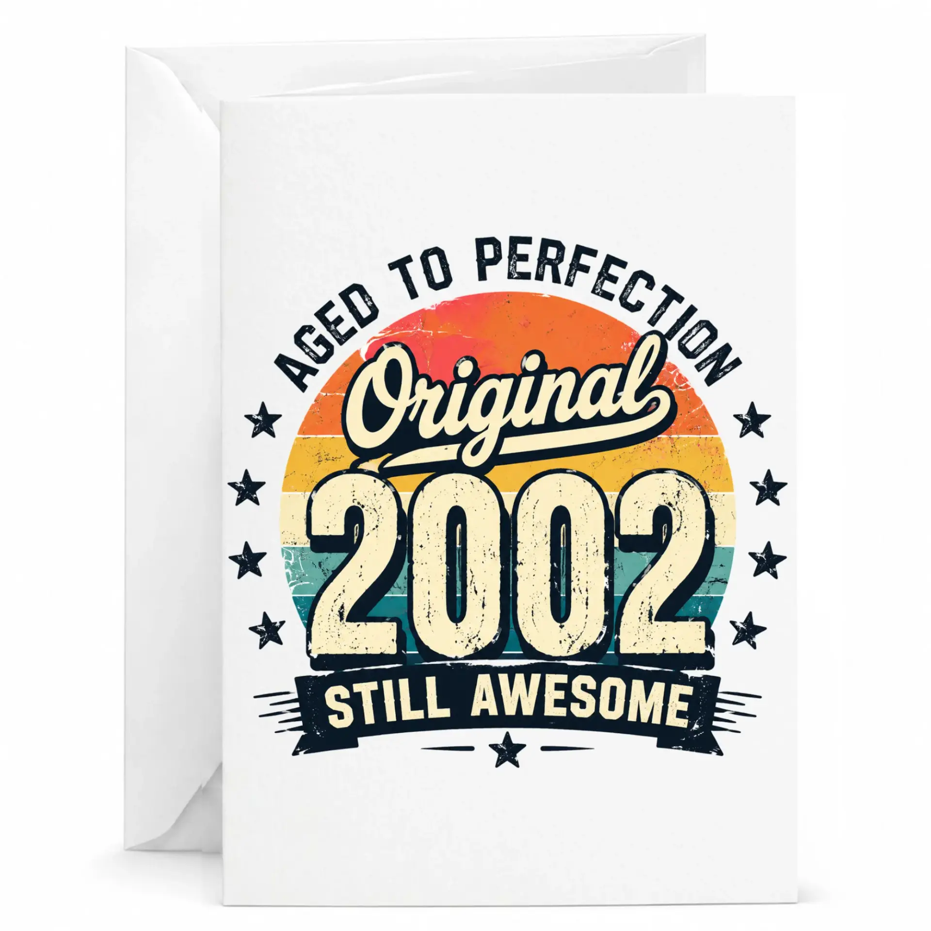 Birthday Card Aged to Perfection Original 2002 Still Awesome Vintage Retro Style Printed Greeting Card for Celebration