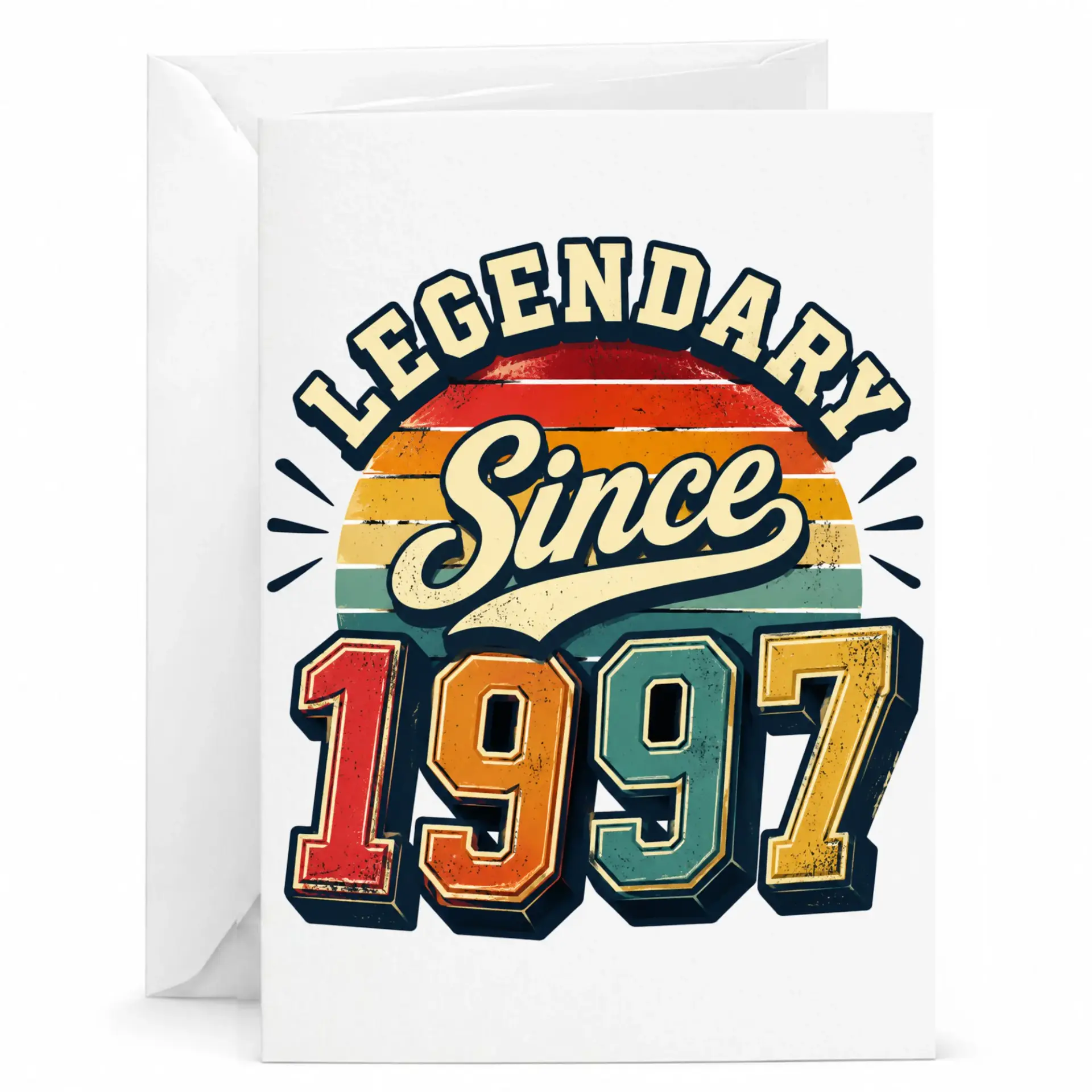 Birthday Card Legendary Since 1997 Vintage Retro Style Greeting Card for Milestone Celebration and Special Anniversary Gift