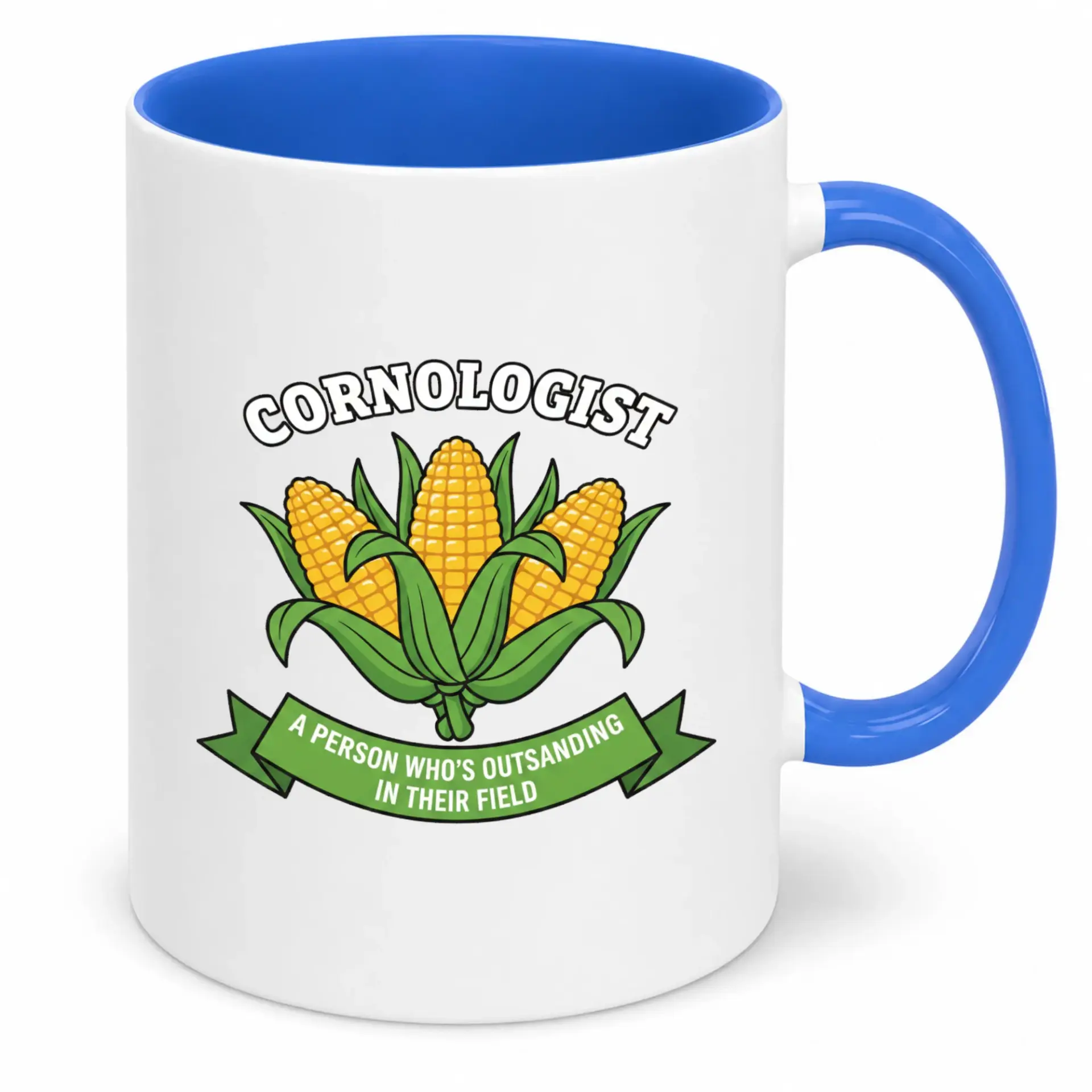 Funny Ceramic Coffee Mug with Cornologist Pun Design 'outsanding in Their Field' Agriculture Themed Novelty Drinkware