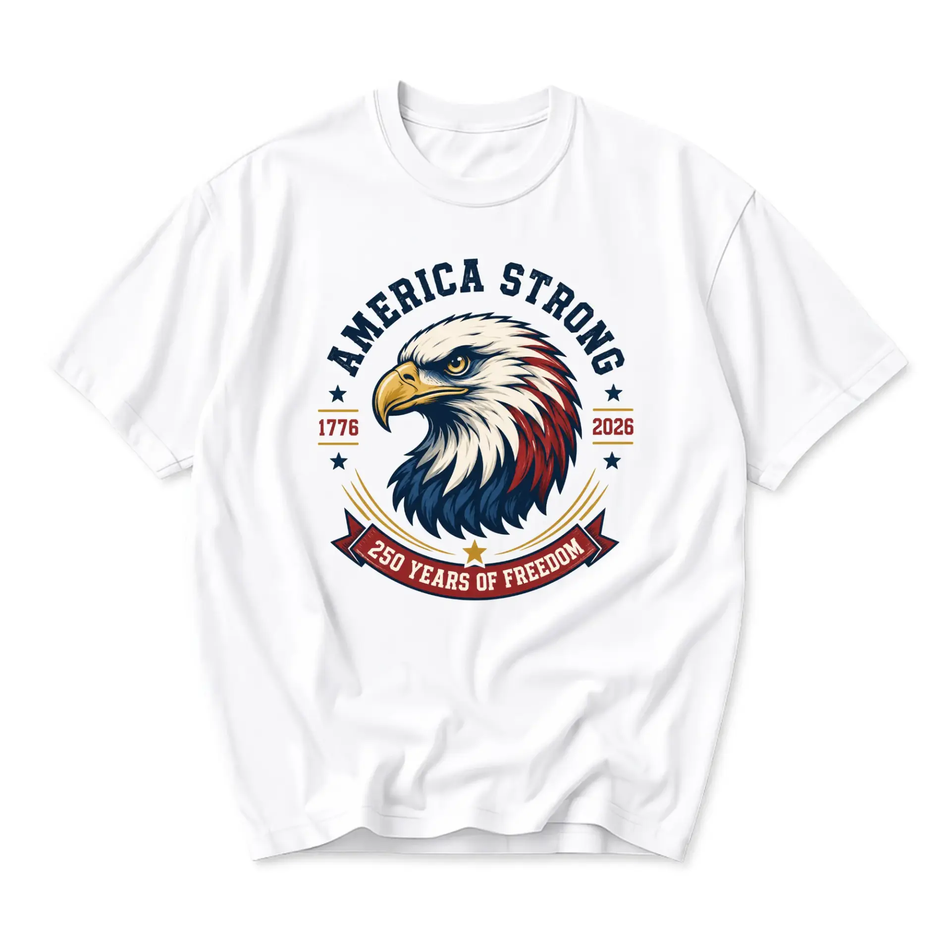 T-shirt America Strong Eagle Graphic Tee 1776 to 2026 250 Years of Freedom Patriotic Unisex Casual Crew Neck Short Sleeve