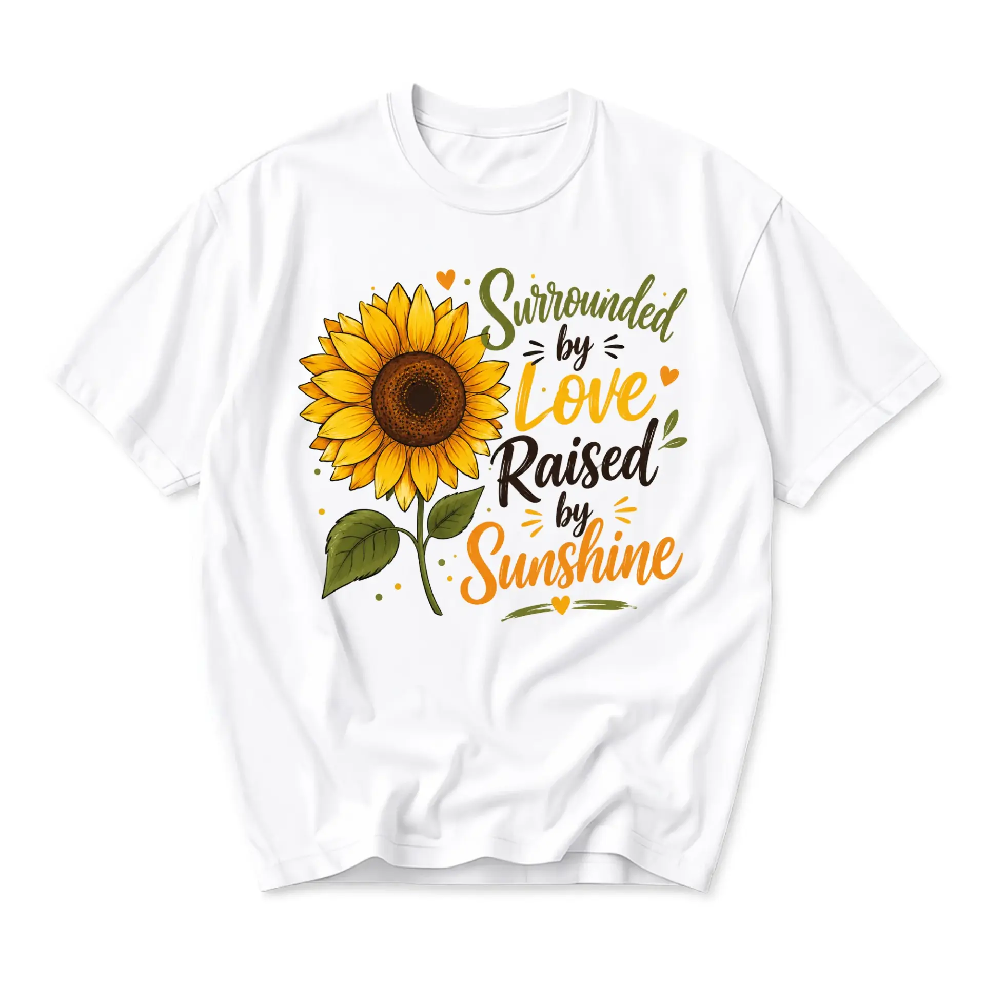 Graphic Tee Surrounded by Love Raised by Sunshine Sunflower Shirt Floral