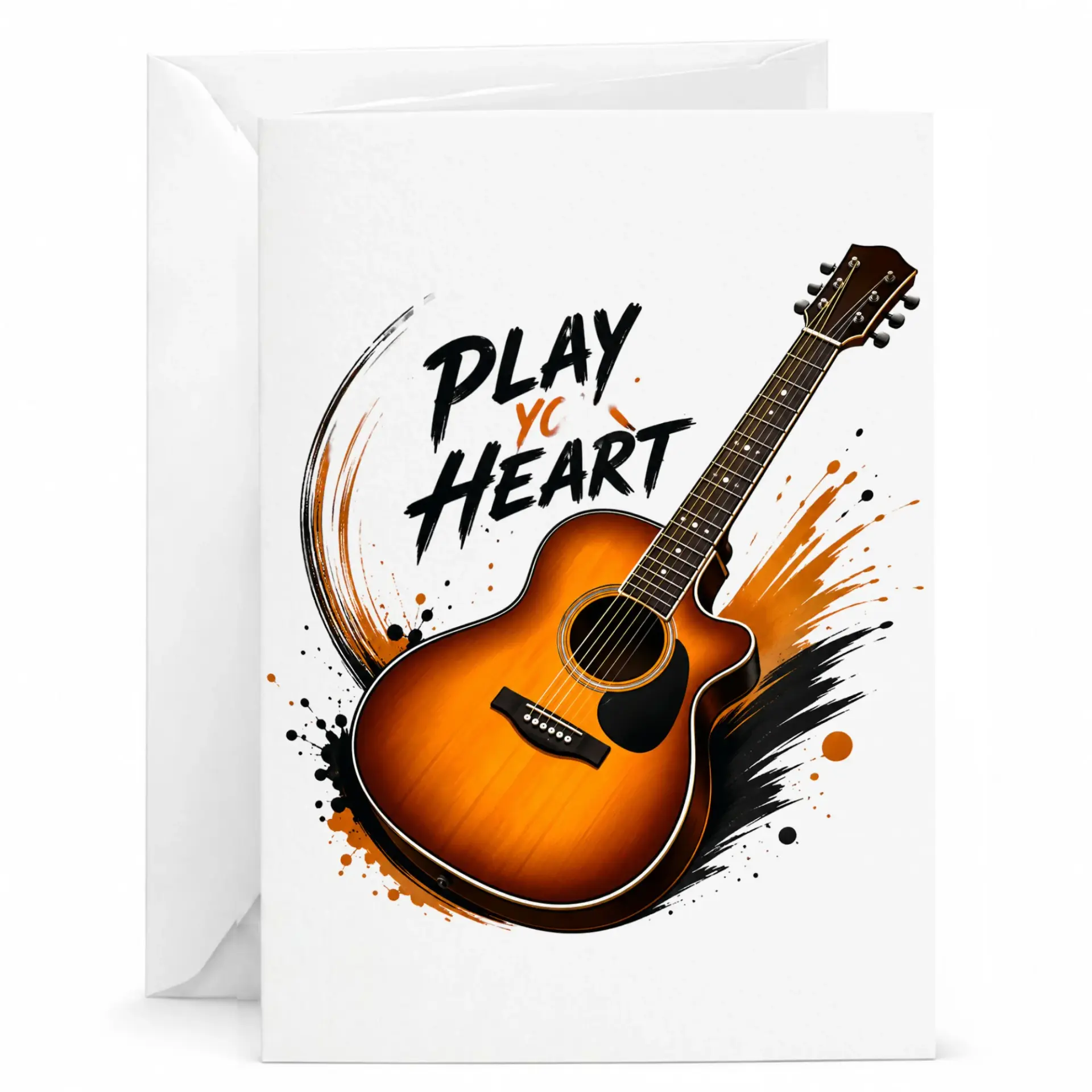 Musical Greeting Card with Design Play Your Heart Out Themed Note for Musicians and Music Lovers