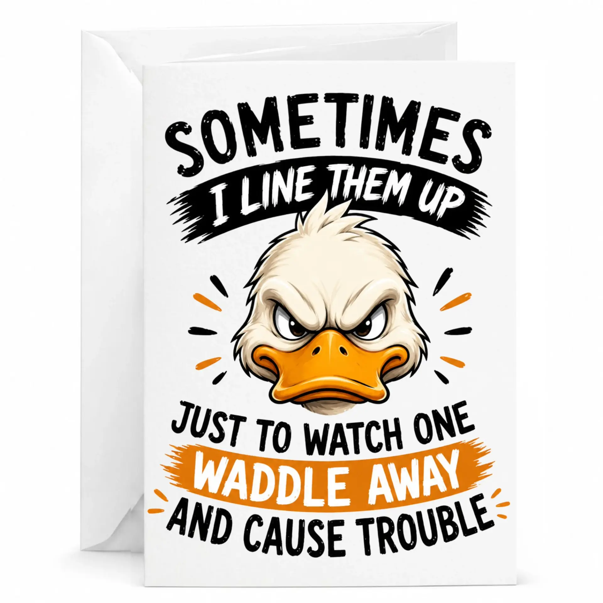 Funny Duck Greeting Card Sometimes I Line Them up Just to Watch One Waddle and Trouble Humorous Stationery
