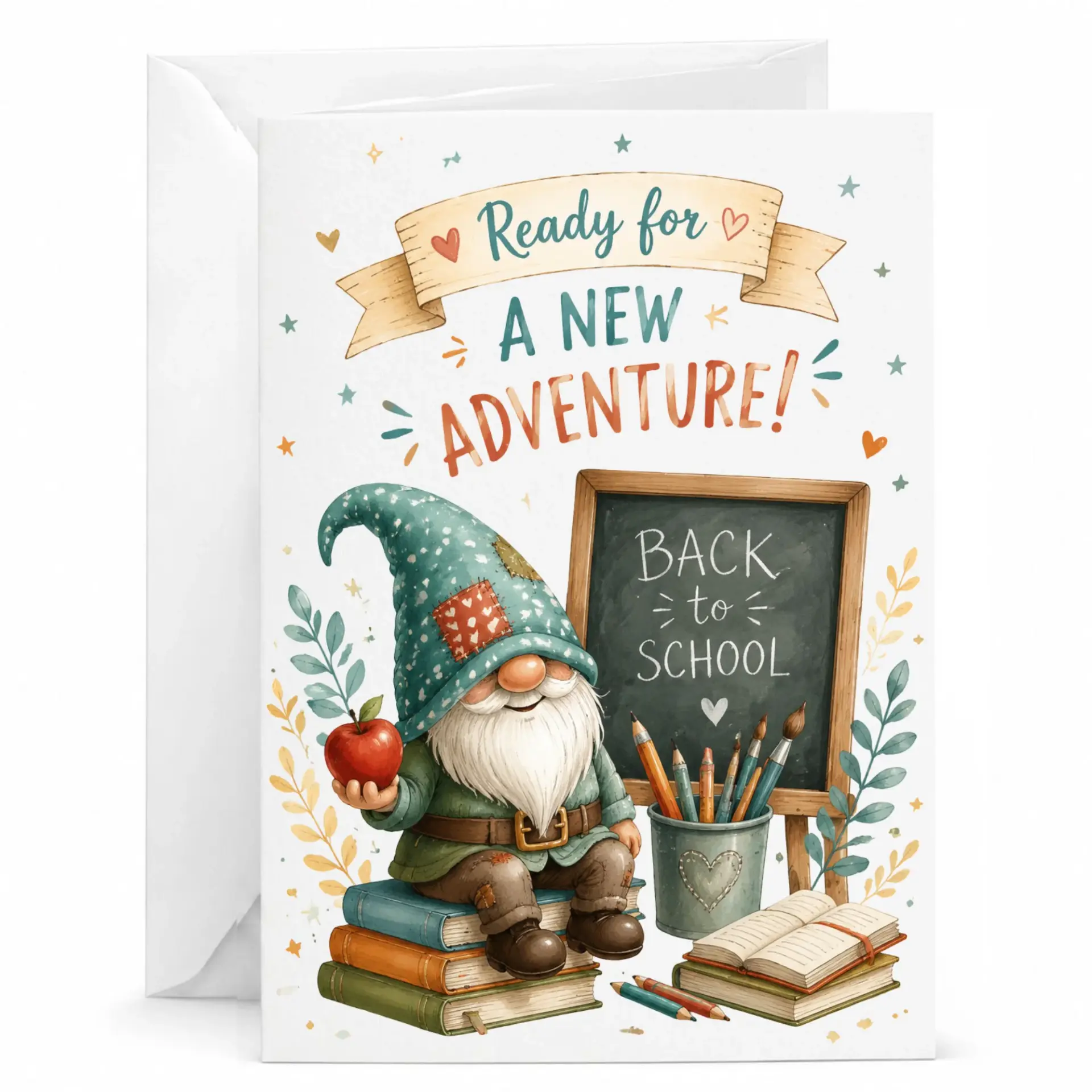 Greeting Card for Adventure Funny Gnome Art Congratulations and Encouragement 5x7 Folded Stationery