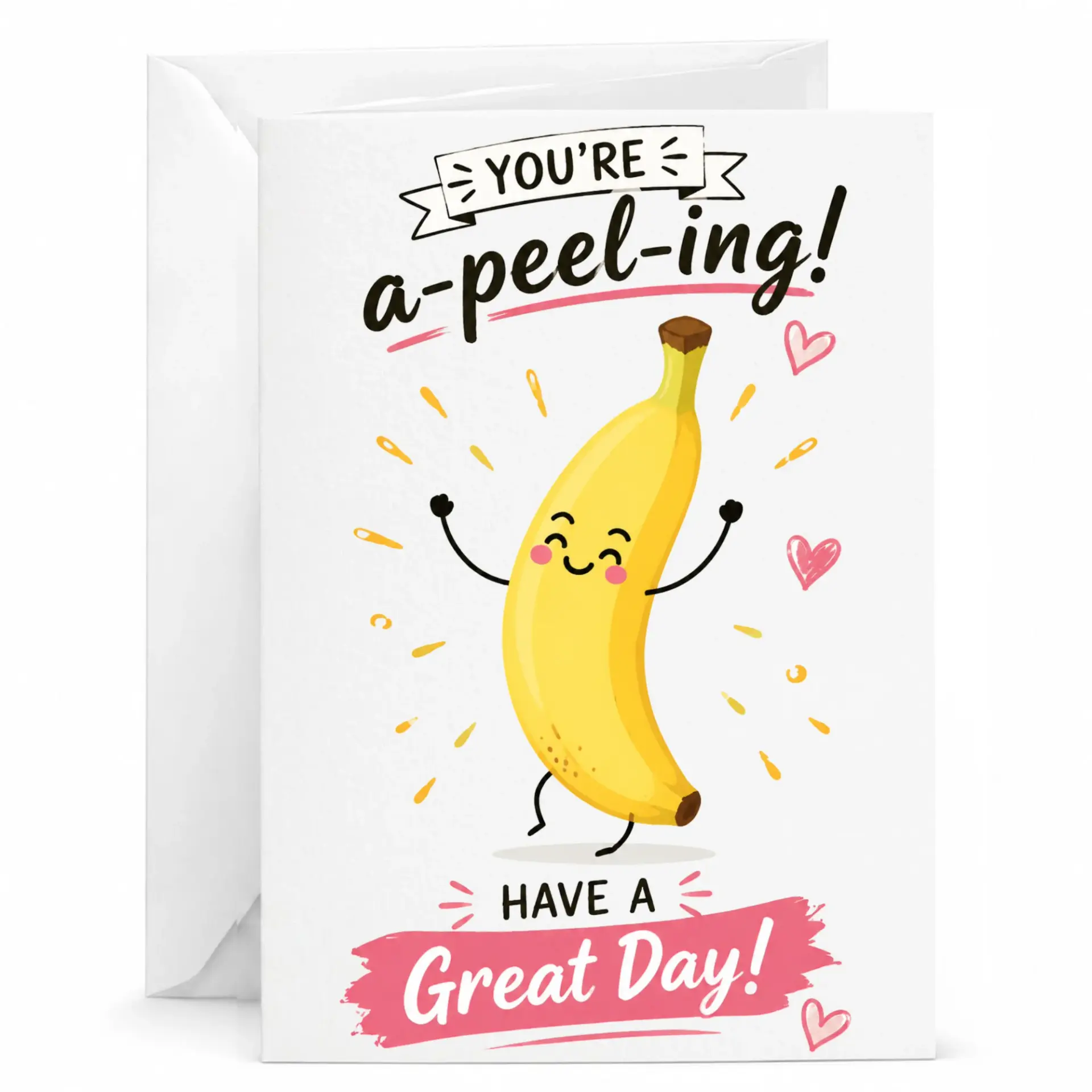 Funny Greeting Card You Are a Peel-Ing Banana Pun Design for Birthday Thank and Encouragement Occasions 5x7 Inches